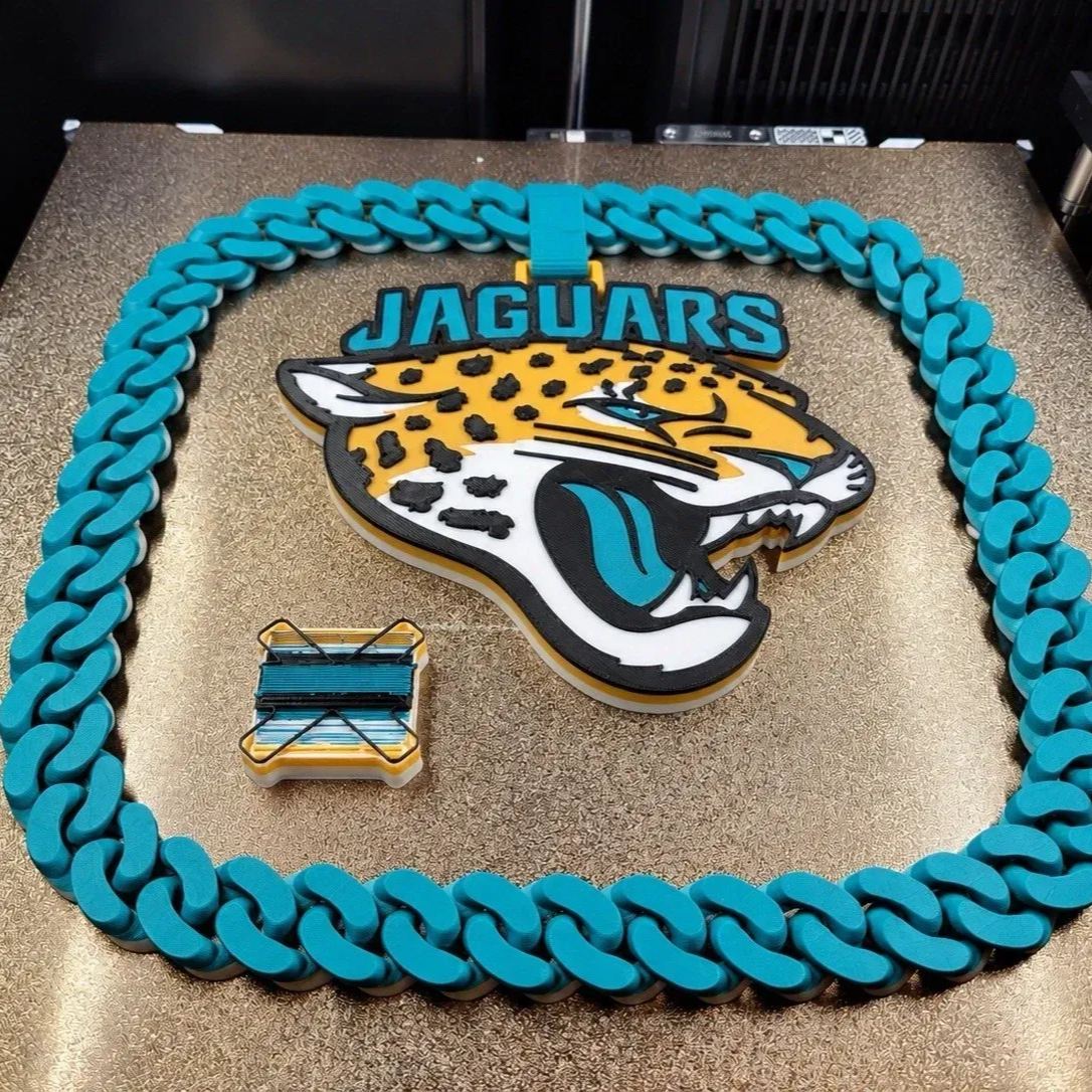 Custom Logo Hype Chain 3D Printed, Cuban Link Style Gifts for Soccer Fans