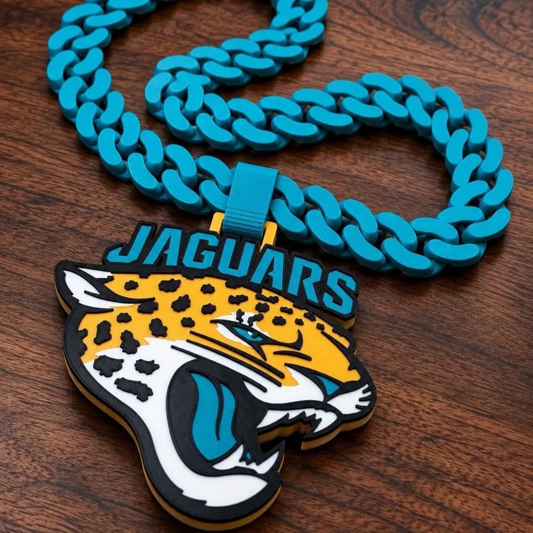 Custom Logo Hype Chain 3D Printed, Cuban Link Style Gifts for Soccer Fans