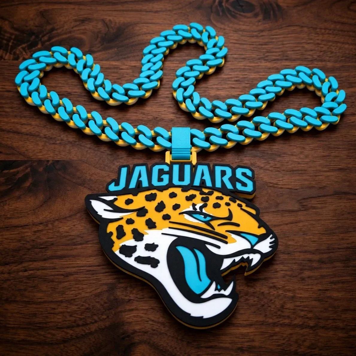Custom Logo Hype Chain 3D Printed, Cuban Link Style Gifts for Soccer Fans