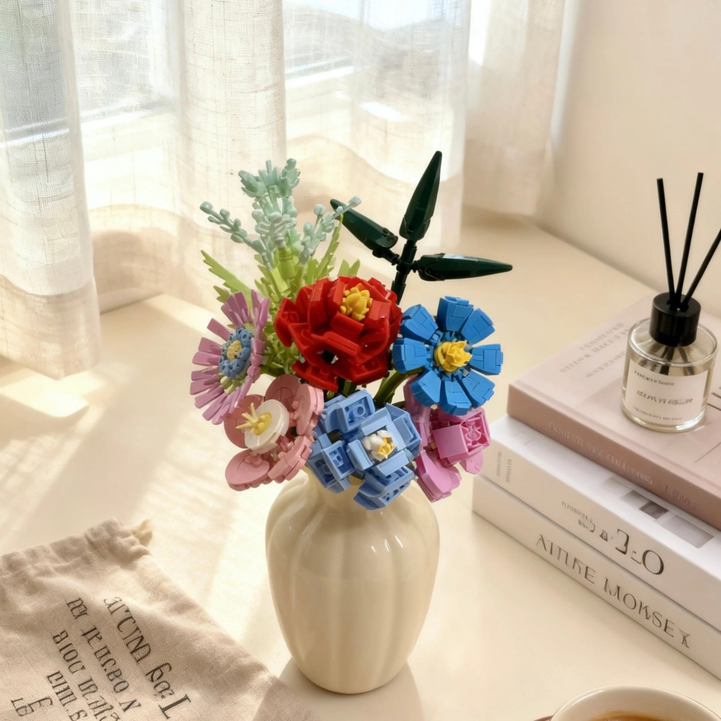 DIY Flower Bouquet Building Blocks with Vase – Eternal Bloom Gift for Christmas & Home Décor
