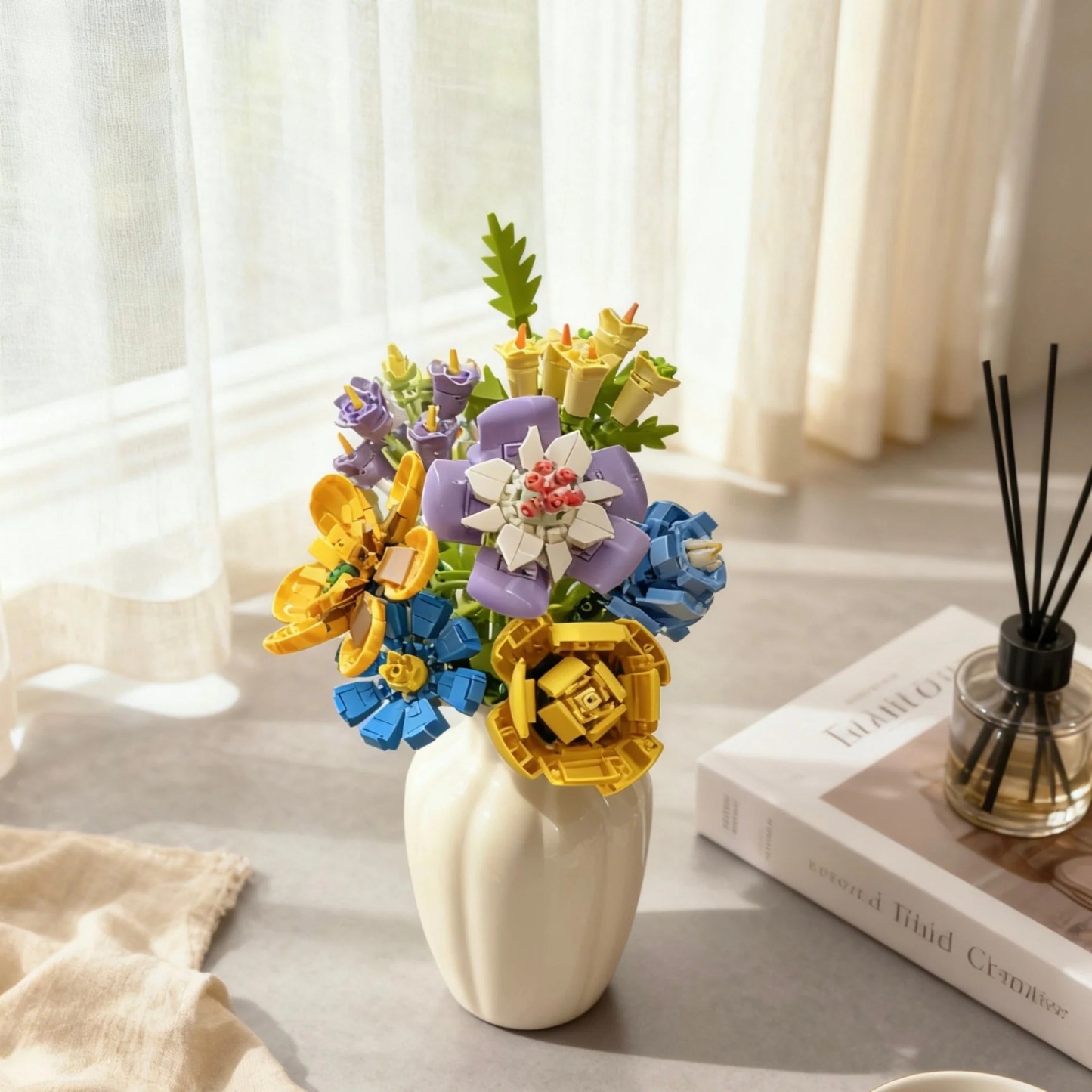 DIY Flower Bouquet Building Blocks with Vase – Eternal Bloom Gift for Christmas & Home Décor