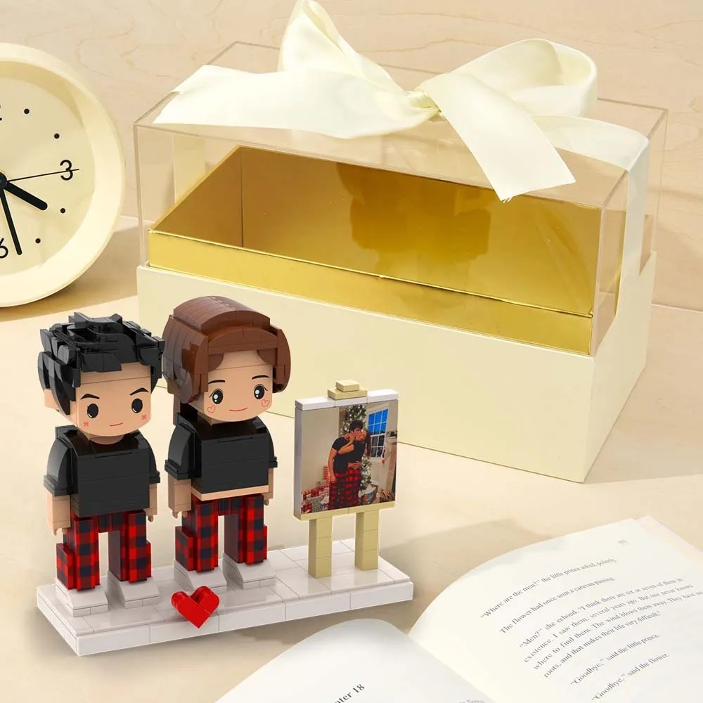 Custom Fully Body 2 People Custom Brick Figures with Gift Box Valentine's Day Gift
