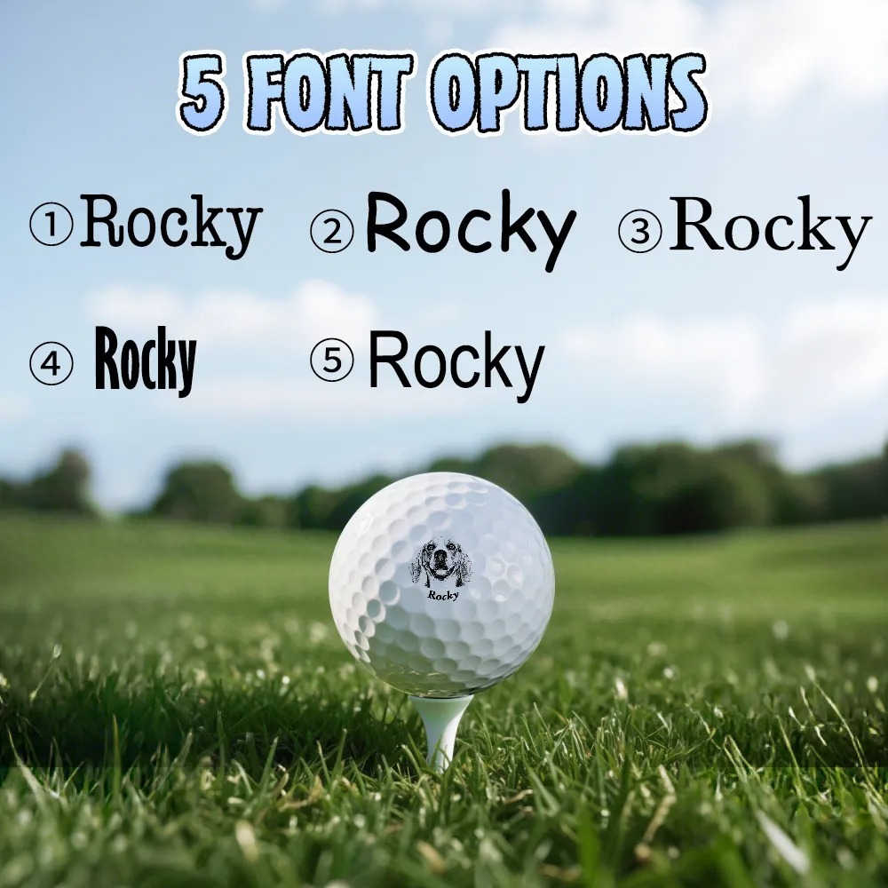 Personalized Dog Cat Pet Portrait Photo Golf Ball Self-inking Stamp with Metal Storage Box and Name Birthday Gift for Golf Players Pet Lovers