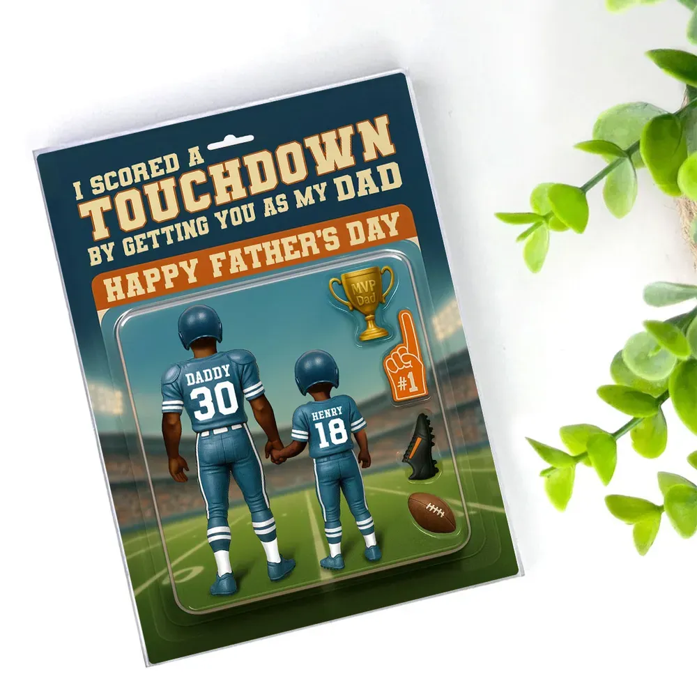 I Scored a Touchdown Getting You as My Dad – Personalized Custom Figure Acrylic Block Plaque, Father's Day Gift for Dad or Husband