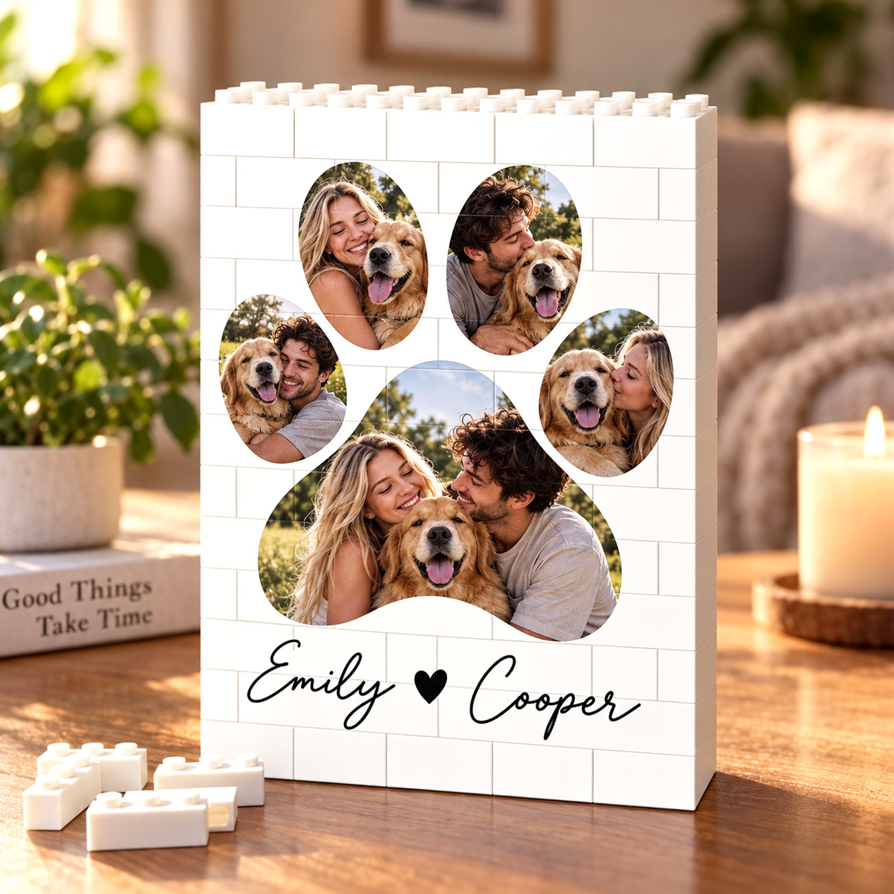 Custom Photo Brick Puzzle Frame – Build Your Love, A Romantic Couple Christmas Gift - 