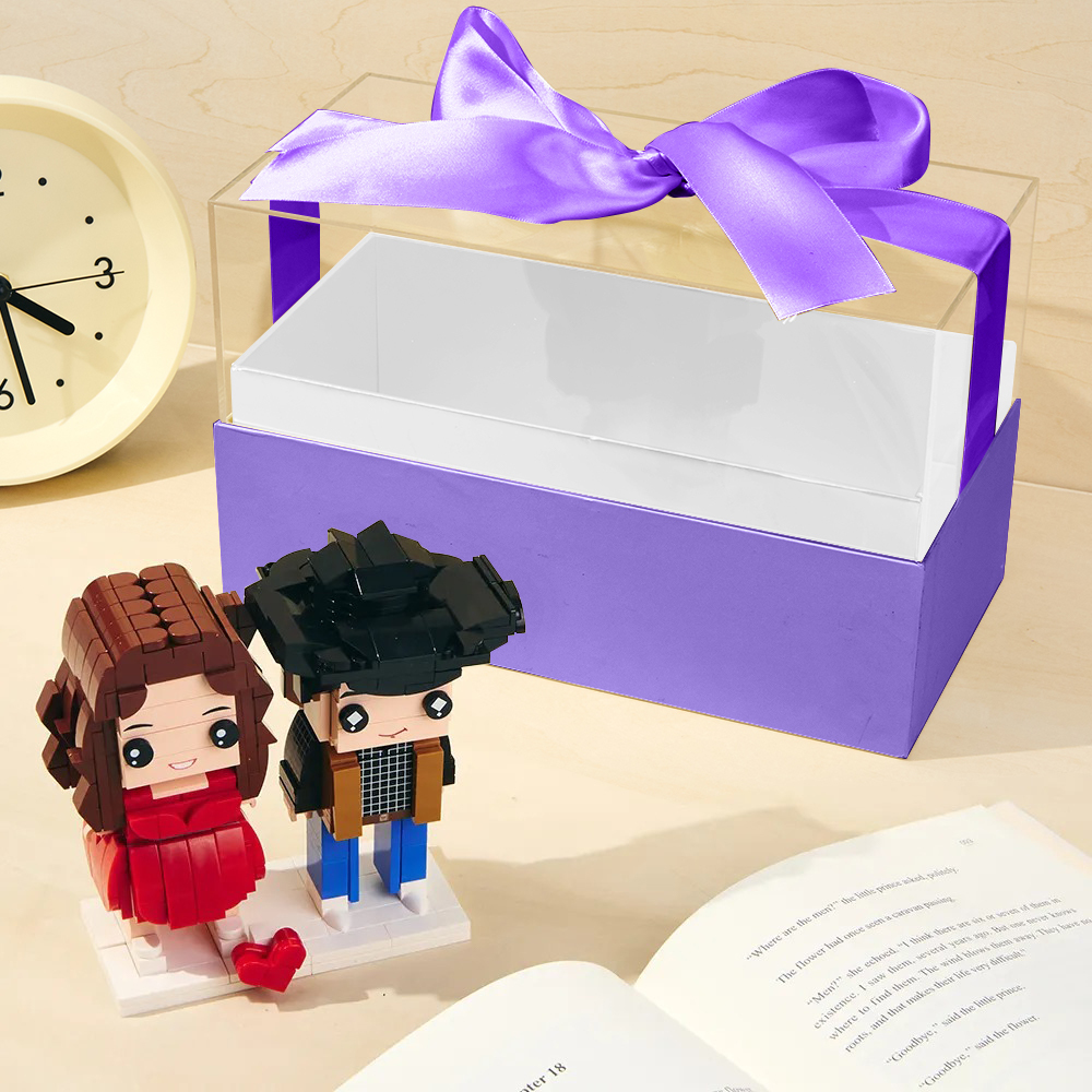 Custom Fully Body 2 People Custom Brick Figures with Gift Box Valentine's Day Gift
