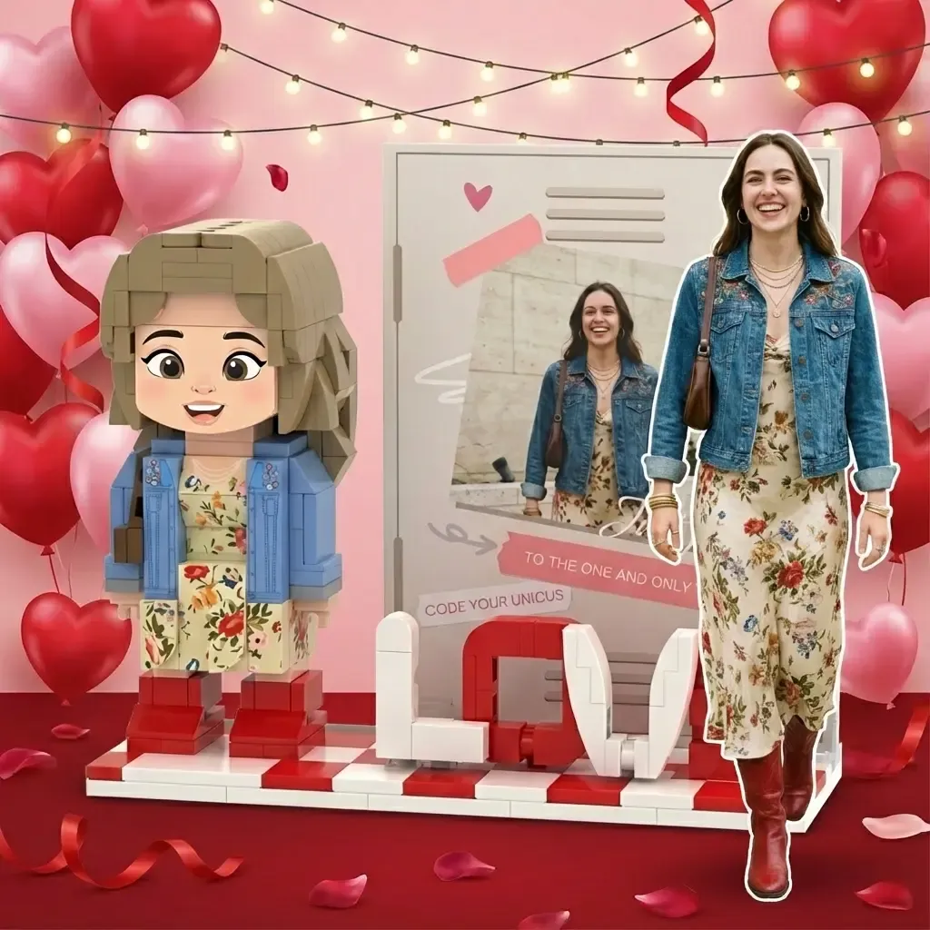 Personalized 3D Brick Figure Heart Edition