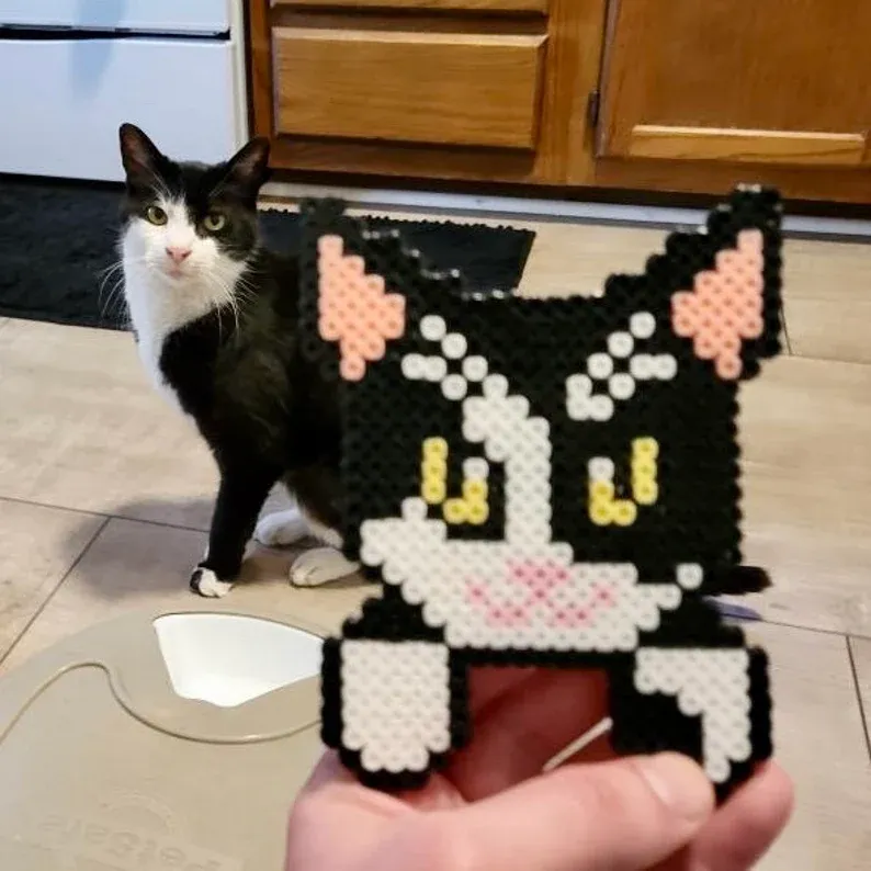 Custom Pixel Bead Art Personalized Photo Keychain Portrait Gift for Couple