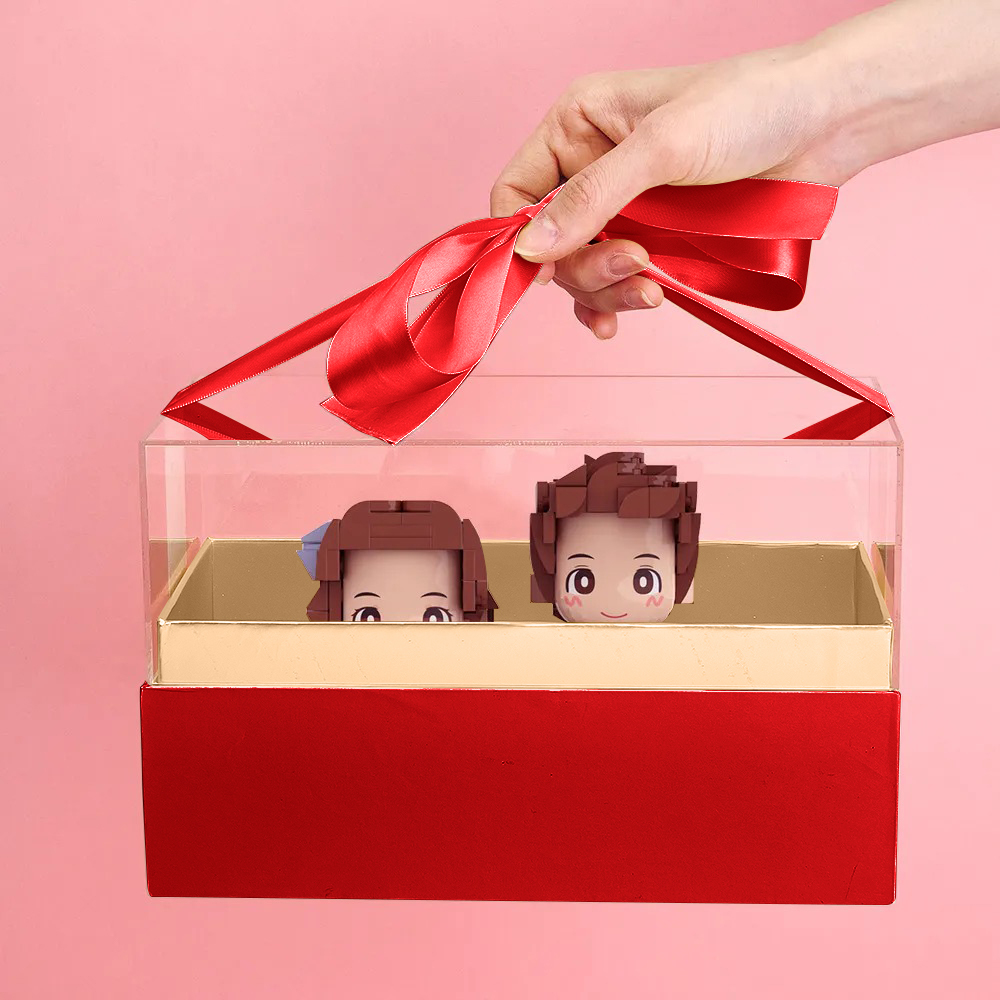 Custom Fully Body 2 People Custom Brick Figures with Gift Box Valentine's Day Gift