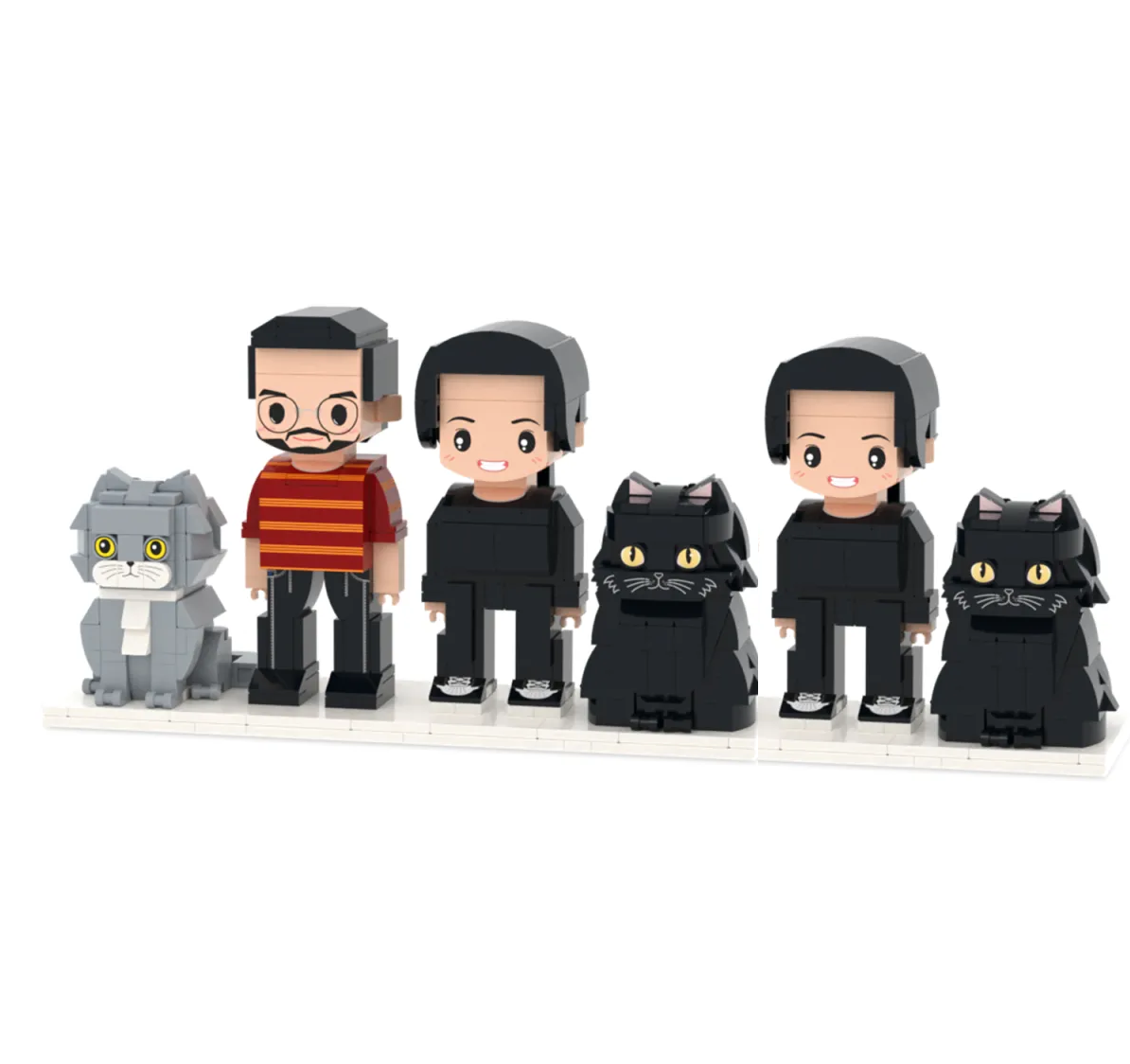 Personalized Fully Body 3-4 People With Cat Pets Family Gifts