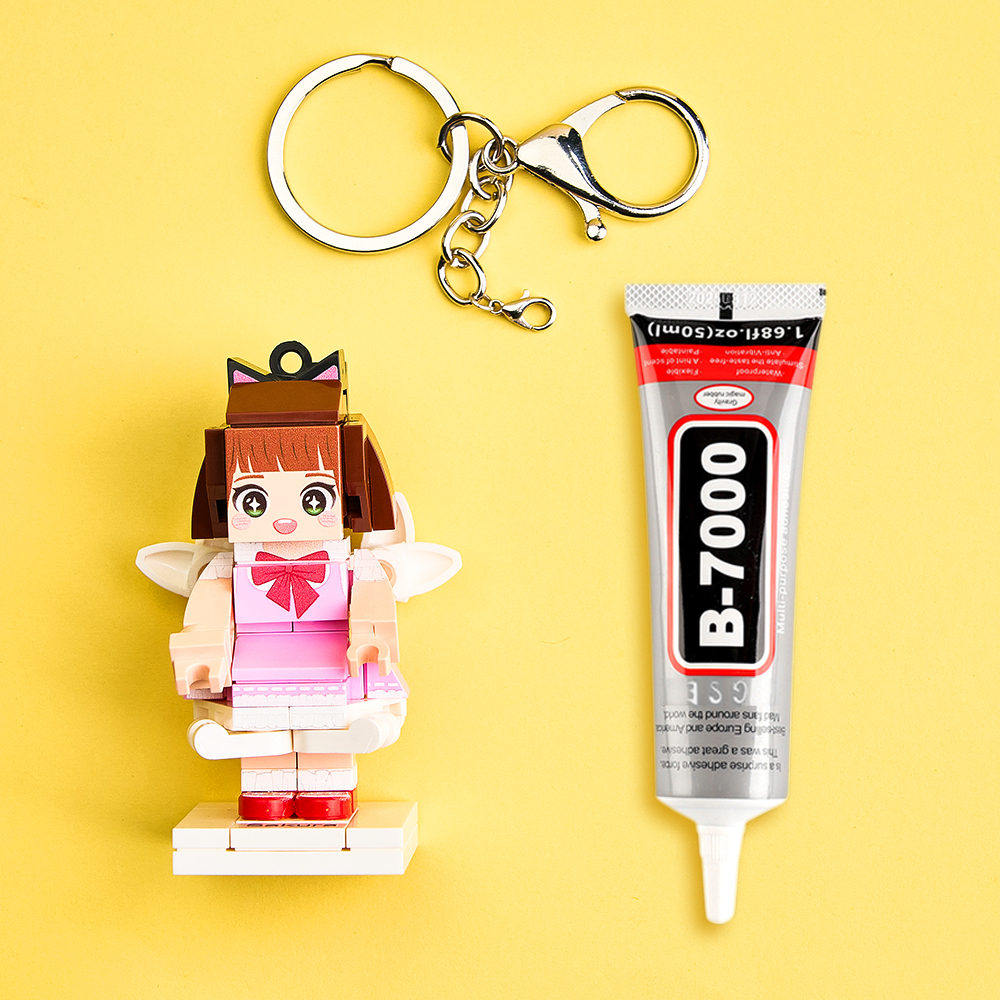 Personalized Mini  Fully Body 1 People Brick Figure with Engrave Text Keychain and Bag Charm Gift
