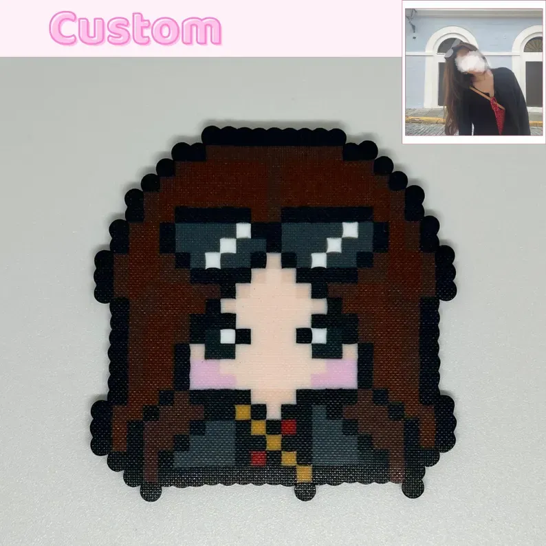 Custom Pixel Bead Art Personalized Photo Keychain Portrait Gift for Couple