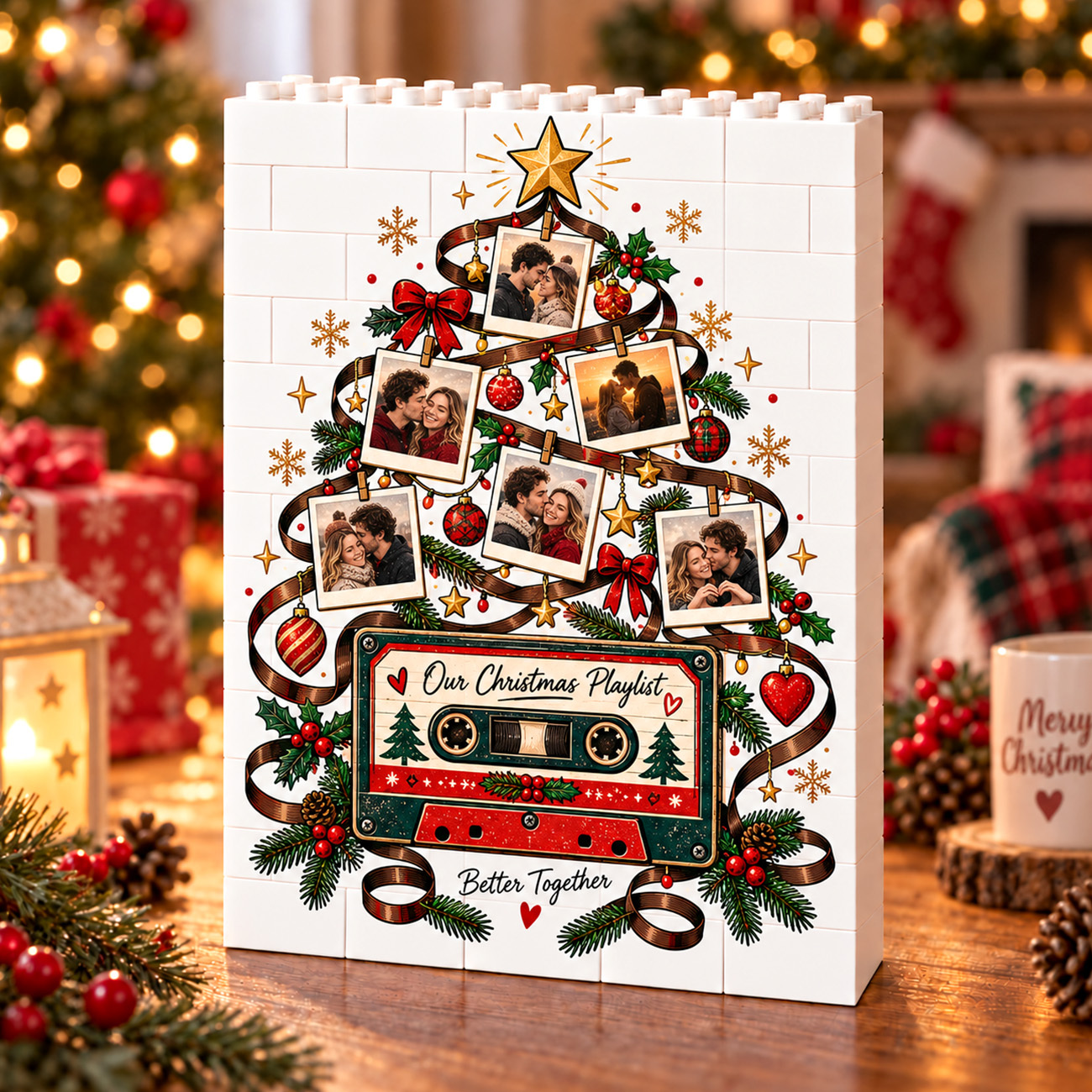 Custom Photo Brick Puzzle Frame – Build Your Love, A Romantic Couple Christmas Gift - 