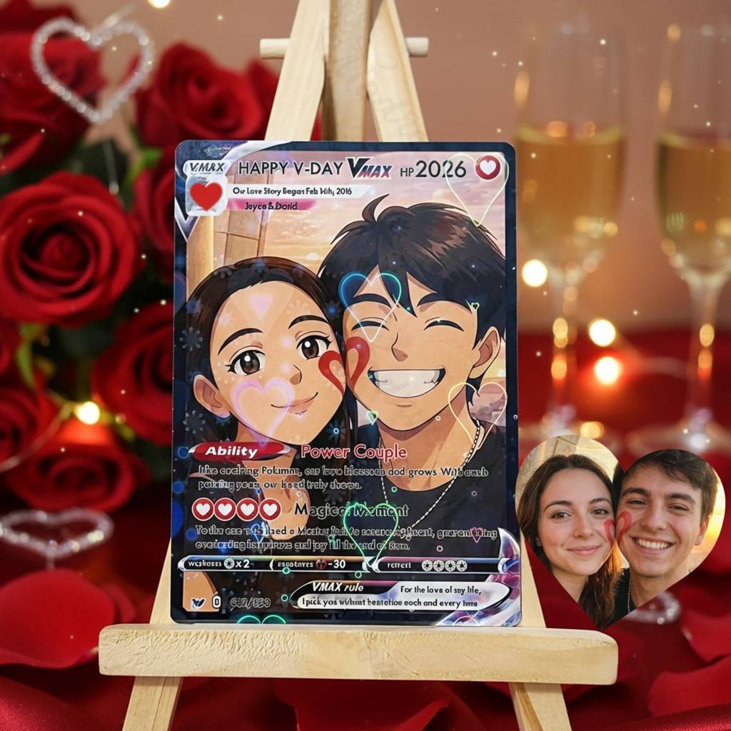 Personalized Photo Anime VMAX Card Fantasy Game Anime Card Valentine's Day Gift for Couple - MyCustomBrickFigures
