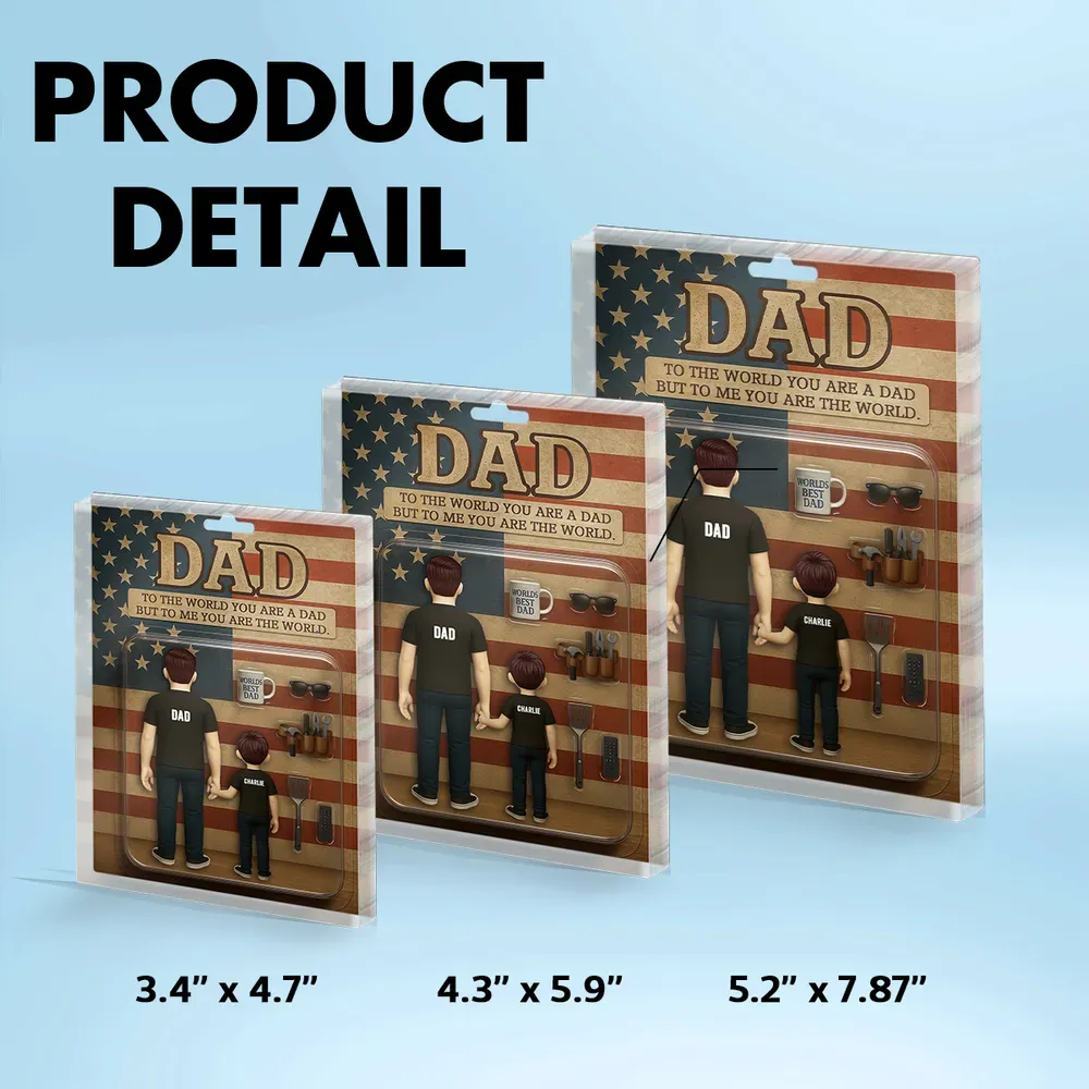 Dad and Kids Back View Custom Figure Personalized Acrylic Block Plaque, Father's Day Gift for Dad or Husband