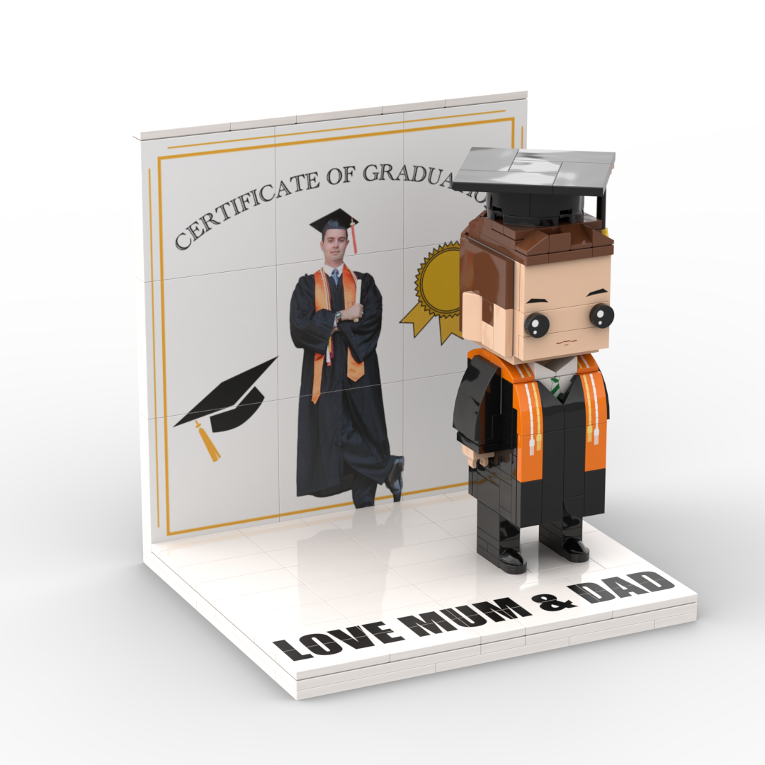 Graduation Gift Custom Brick Figure with Display Panel Full Body Customizable 1 Person Gift For Him/Her