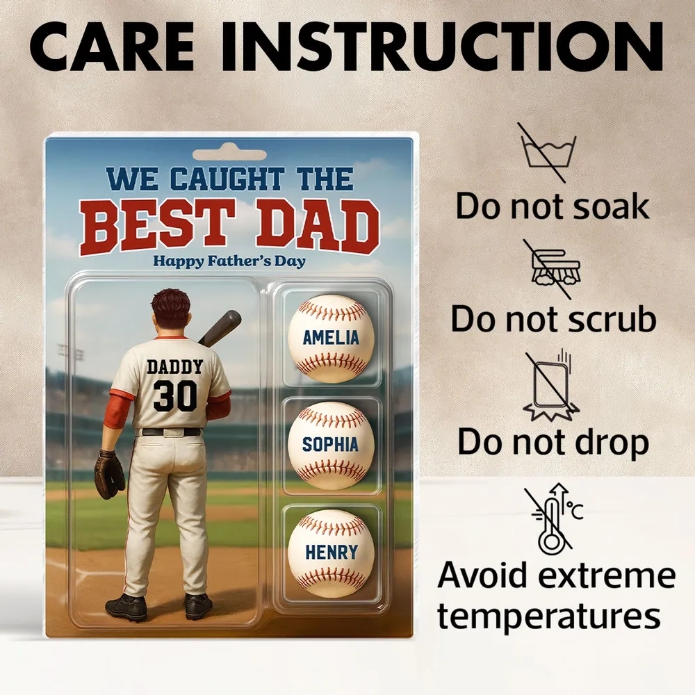 Custom Figure We Caught The Best Dad Baseball With Kids' Names Personalized Acrylic Block Plaque, Perfect Father's Day Gift For Him, For Dad, For Baseball Lover