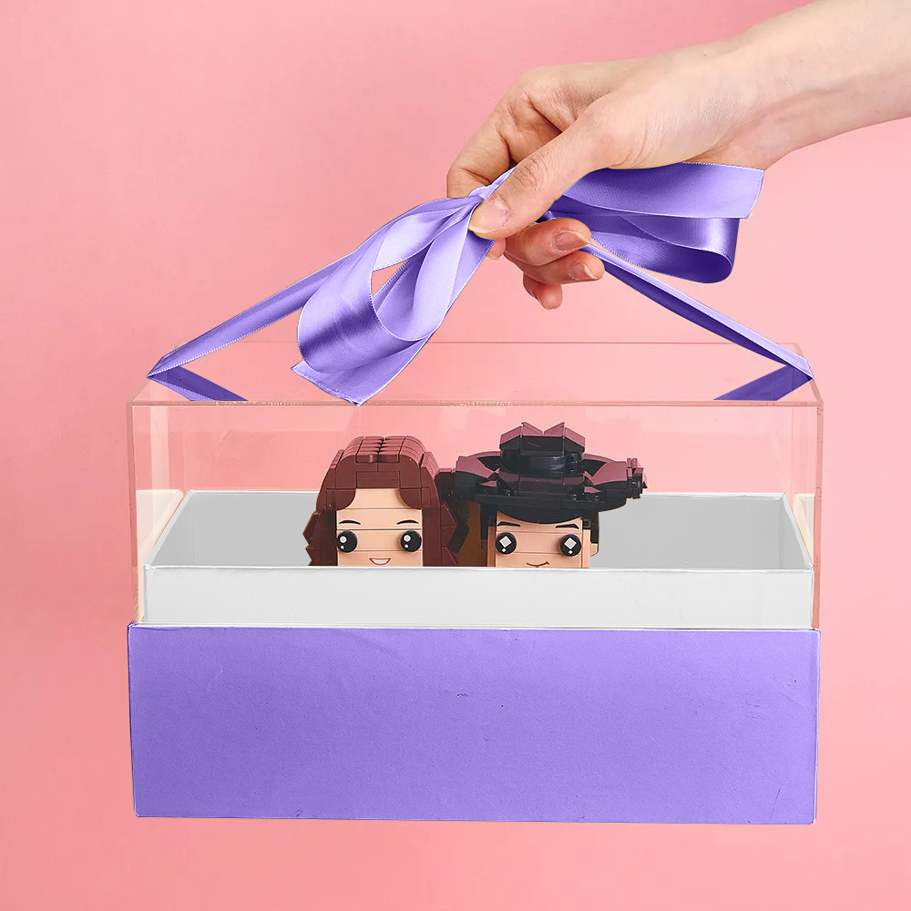 Custom Fully Body 2 People Custom Brick Figures with Gift Box Valentine's Day Gift