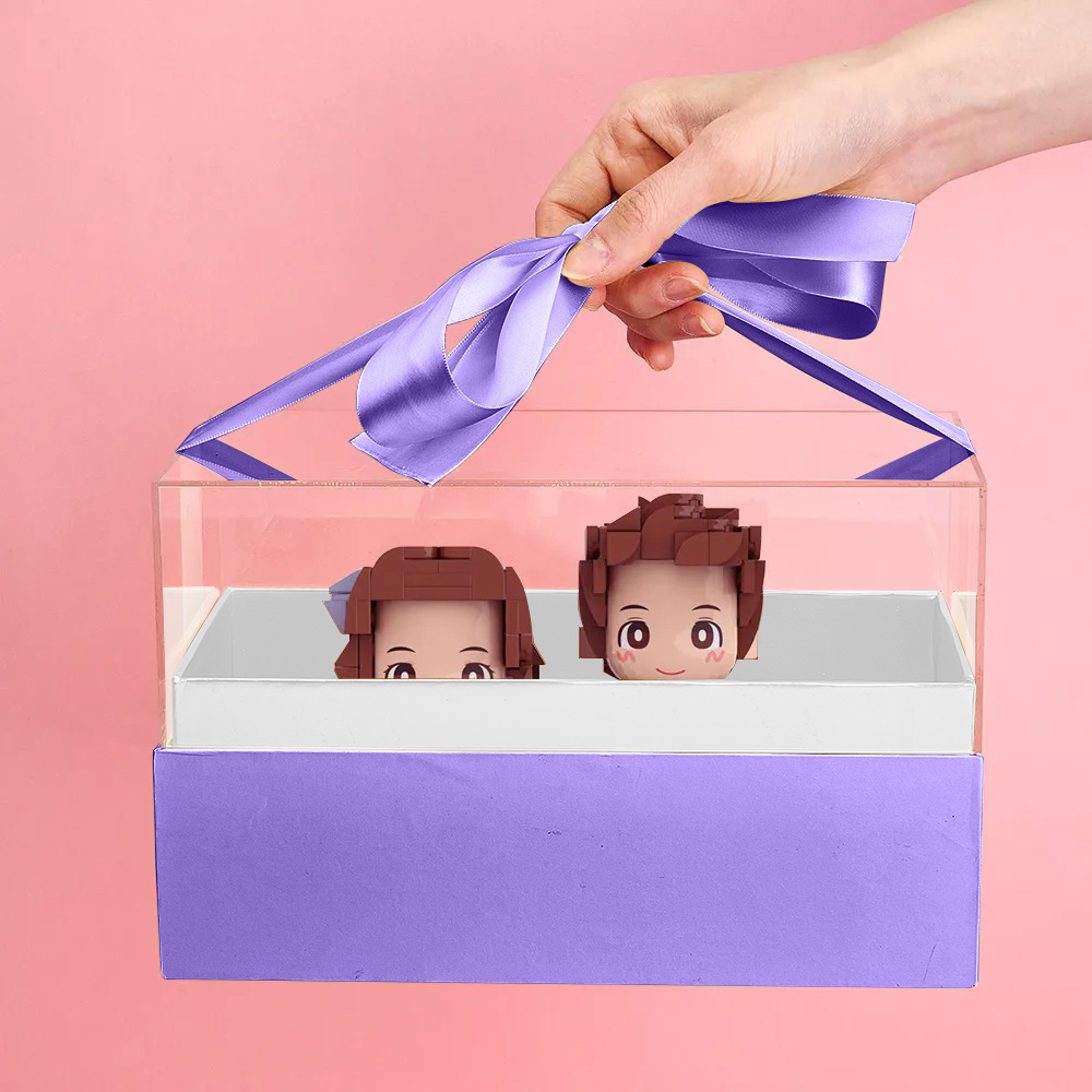 Custom Fully Body 2 People Custom Brick Figures with Gift Box Valentine's Day Gift
