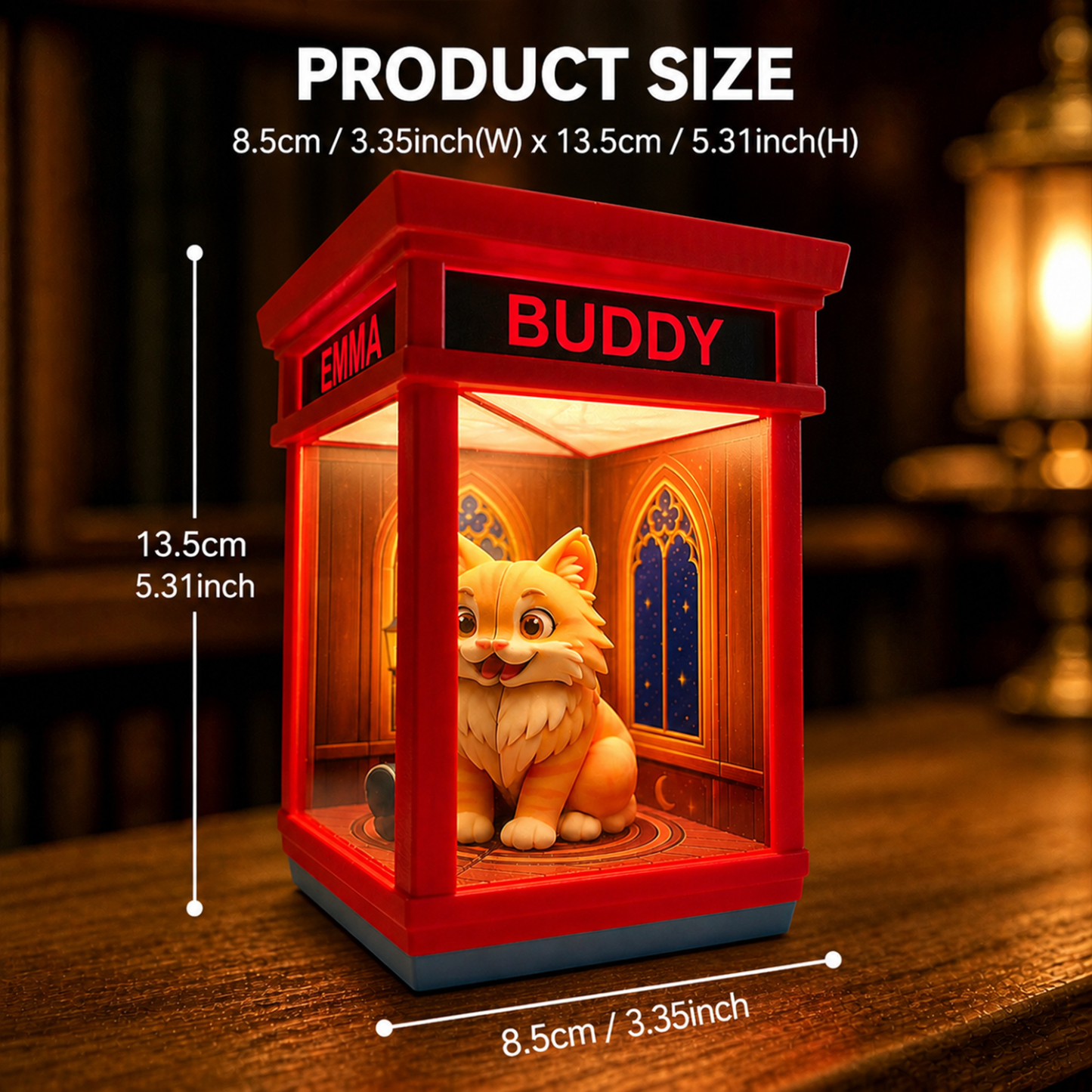 Custom Couple Photo Phone Booth Lantern – Personalized Double-Sided Gift for Couples & Christmas