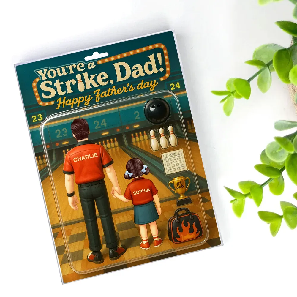 Strike! Custom Bowling Dad Acrylic Block Plaque – Personalized Father's Day Gift for Dad or Husband