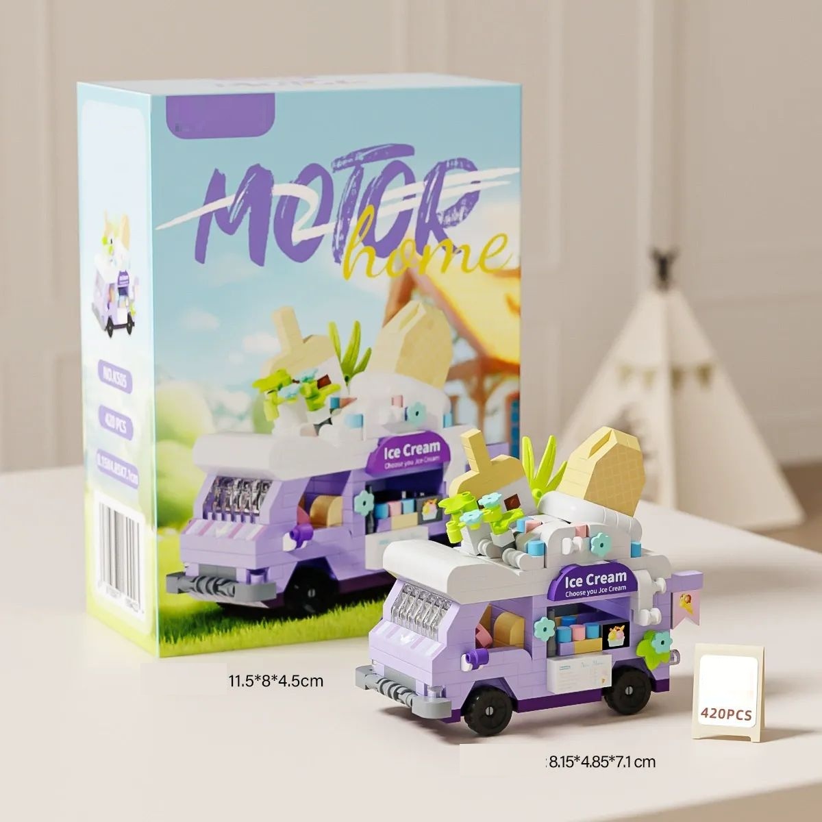 Pink Flower Car Building Block Set Gift for Her - 