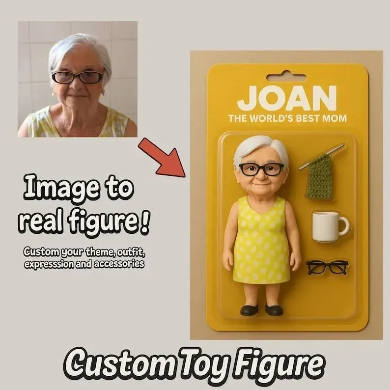 Custom 3D Effect Action Figure Pack Packaging Toy Box Style Art Gift Personalized Acrylic Keychain Gift for Family