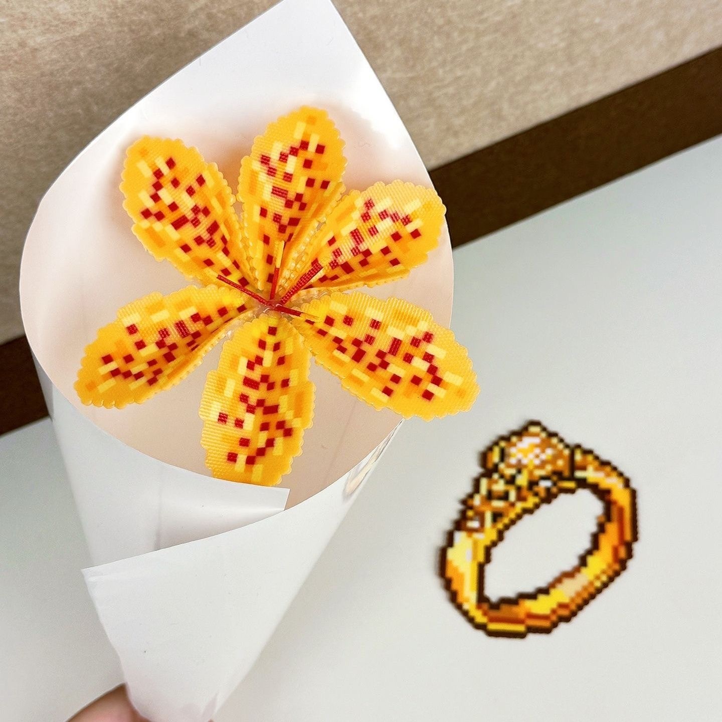 Pixel Bead Flower Bouquet – Handmade Forever Floral Gift for Her, Unique DIY Art Bouquet for Birthday, Anniversary & Mother’s Day
