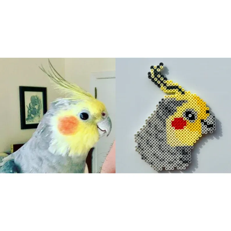 Custom Pixel Bead Art Personalized Photo Keychain Portrait Gift for Couple