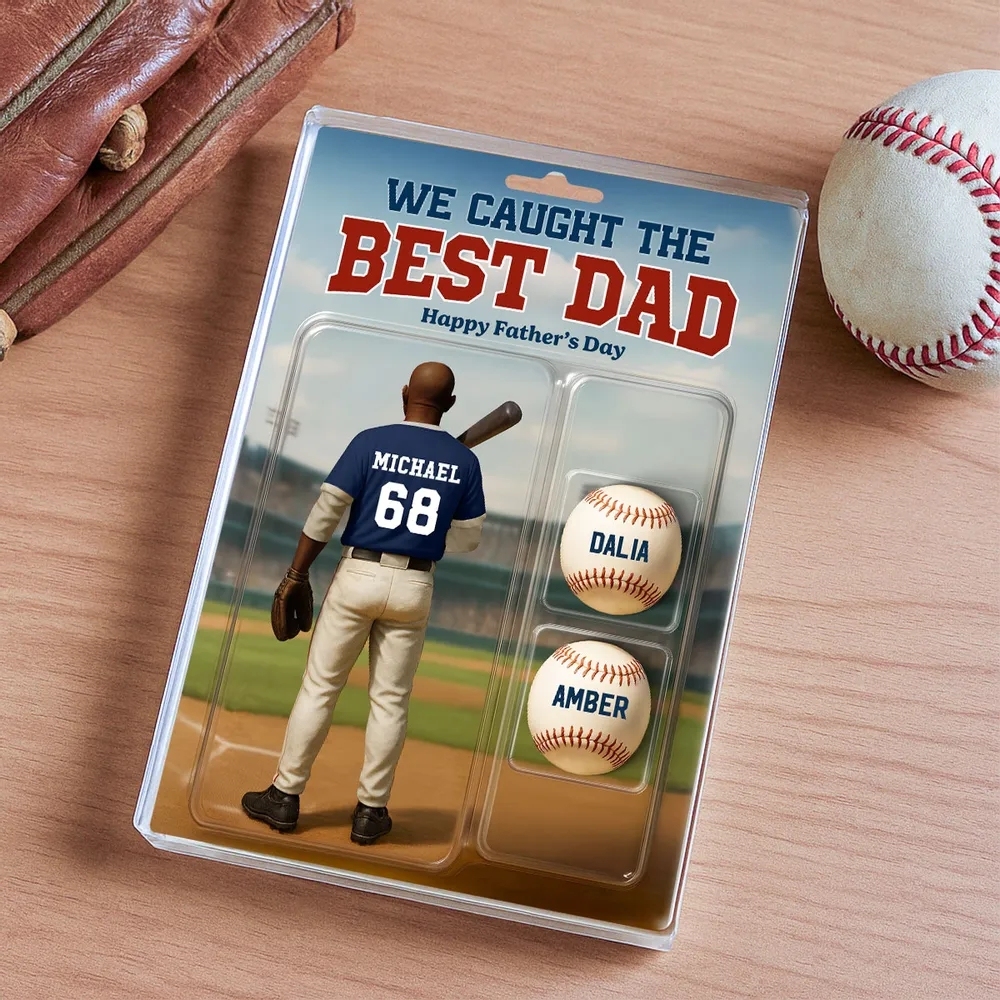 Custom Figure We Caught The Best Dad Baseball With Kids' Names Personalized Acrylic Block Plaque, Perfect Father's Day Gift For Him, For Dad, For Baseball Lover