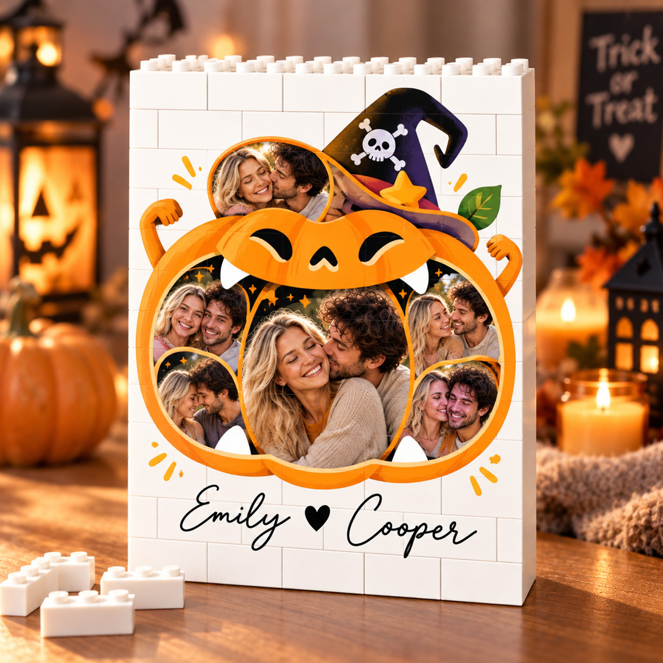 Custom Photo Brick Puzzle Frame – Build Your Love, A Romantic Couple Christmas Gift - 