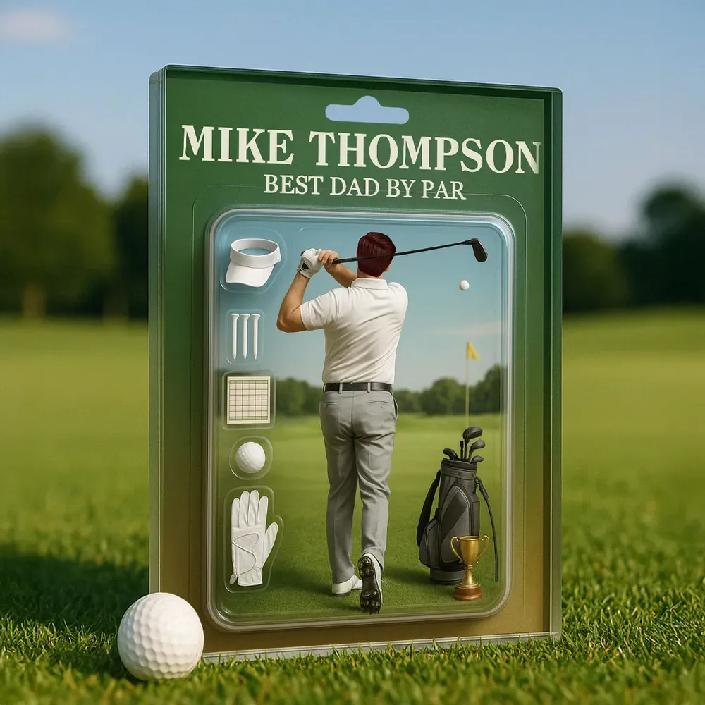 Personalized Acrylic Block Plaque Best Dad and Grandpa, Golf Lover, Realistic Figure Design