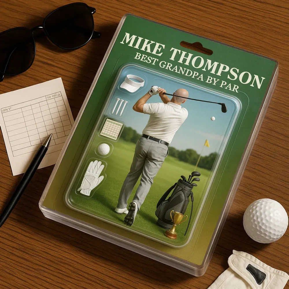 Personalized Acrylic Block Plaque Best Dad and Grandpa, Golf Lover, Realistic Figure Design