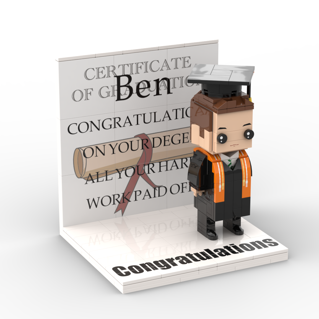Graduation Gift Custom Brick Figure with Display Panel Full Body Customizable 1 Person Gift For Him/Her