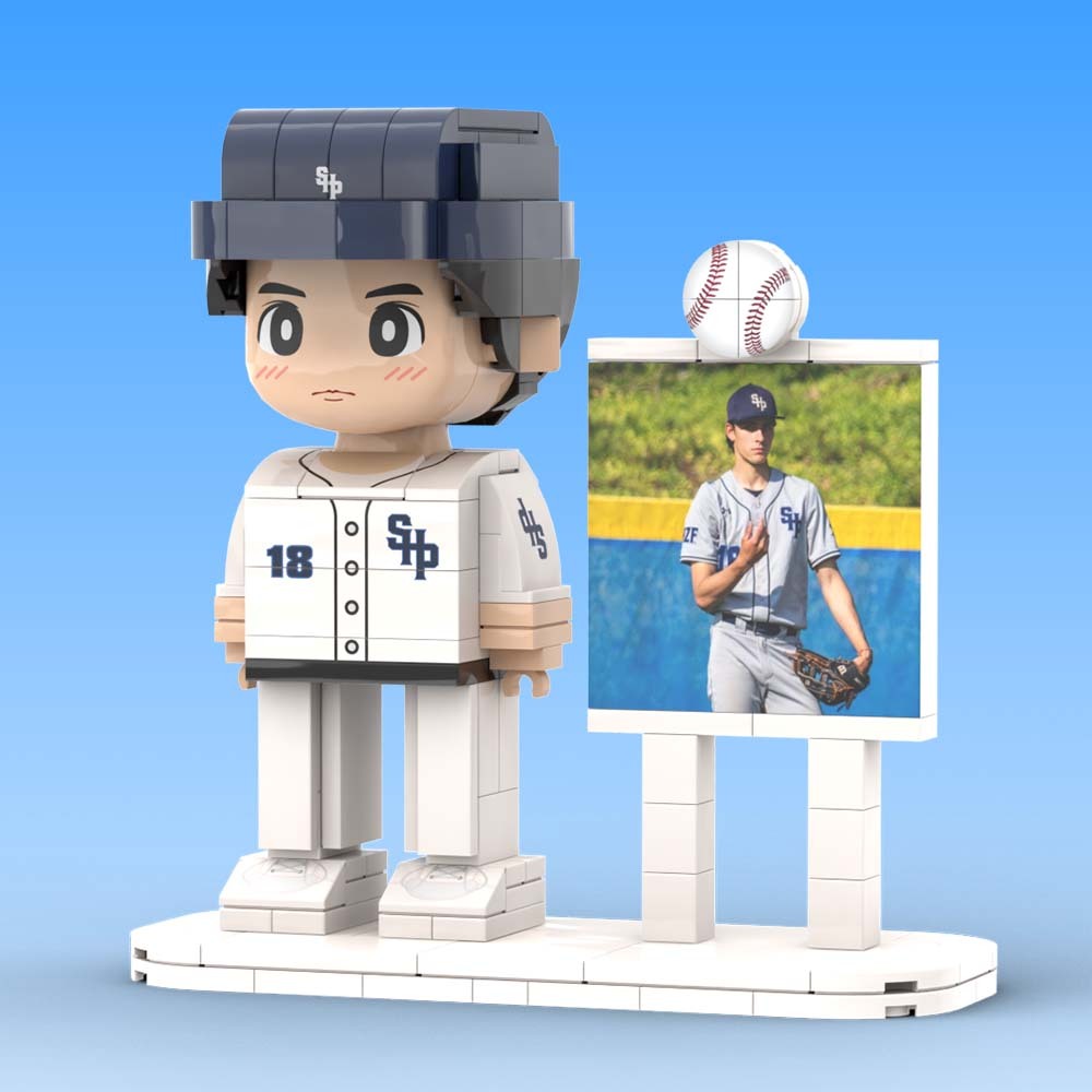Gift for Baseballer Customizable 1 Person Gift Full Body Custom Brick Figures - 