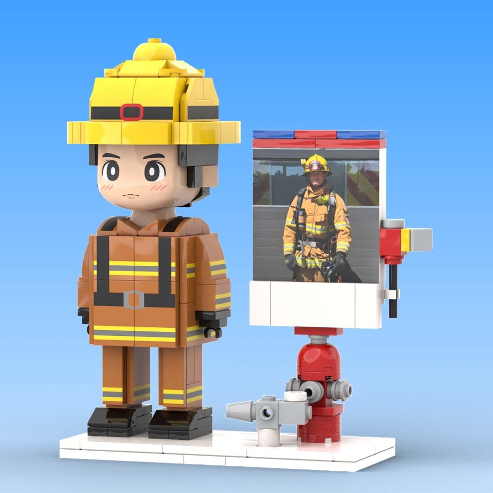 Firefighter Gift Customizable 1 Person Gift Full Body Custom Brick Figures - 