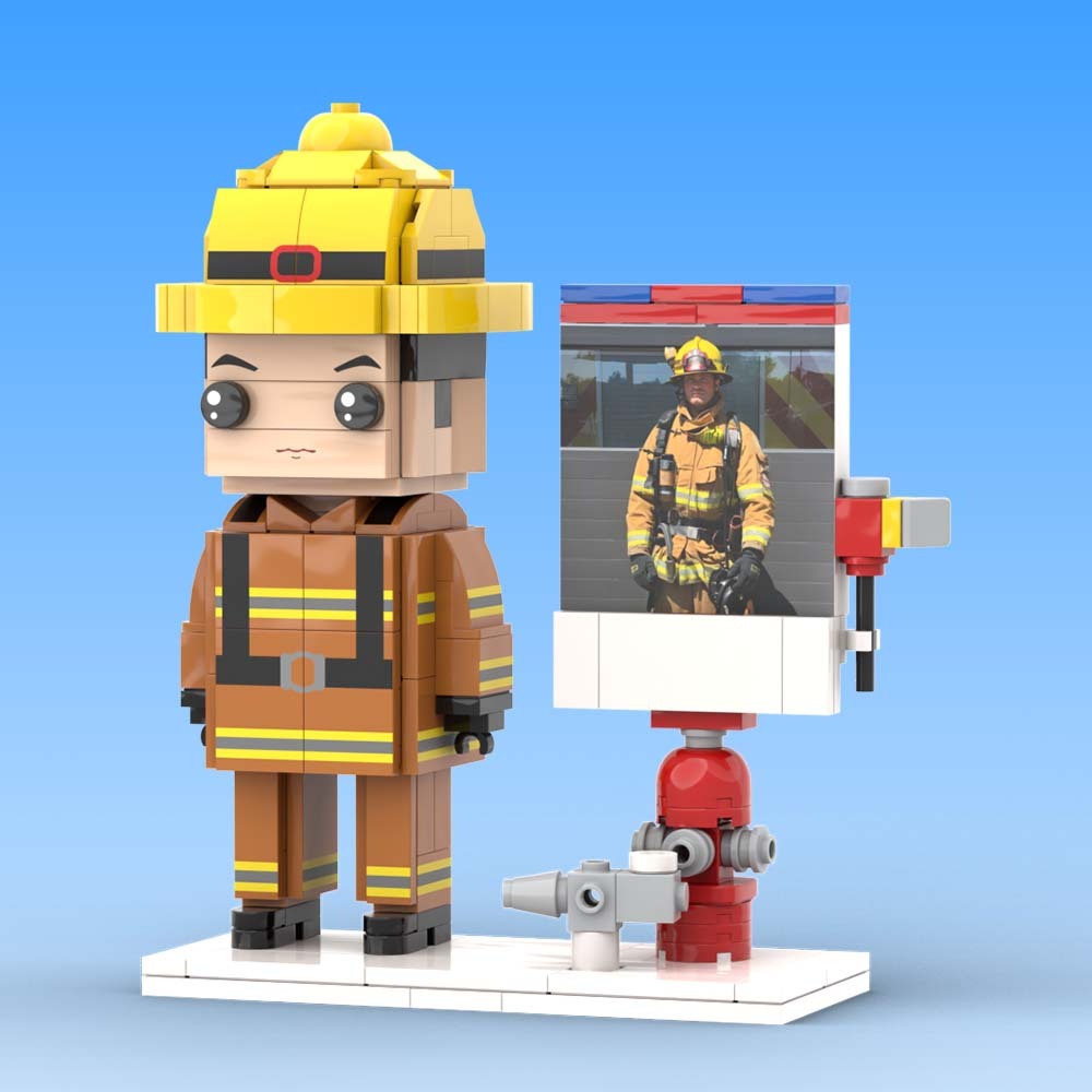 Firefighter Gift Customizable 1 Person Gift Full Body Custom Brick Figures - 