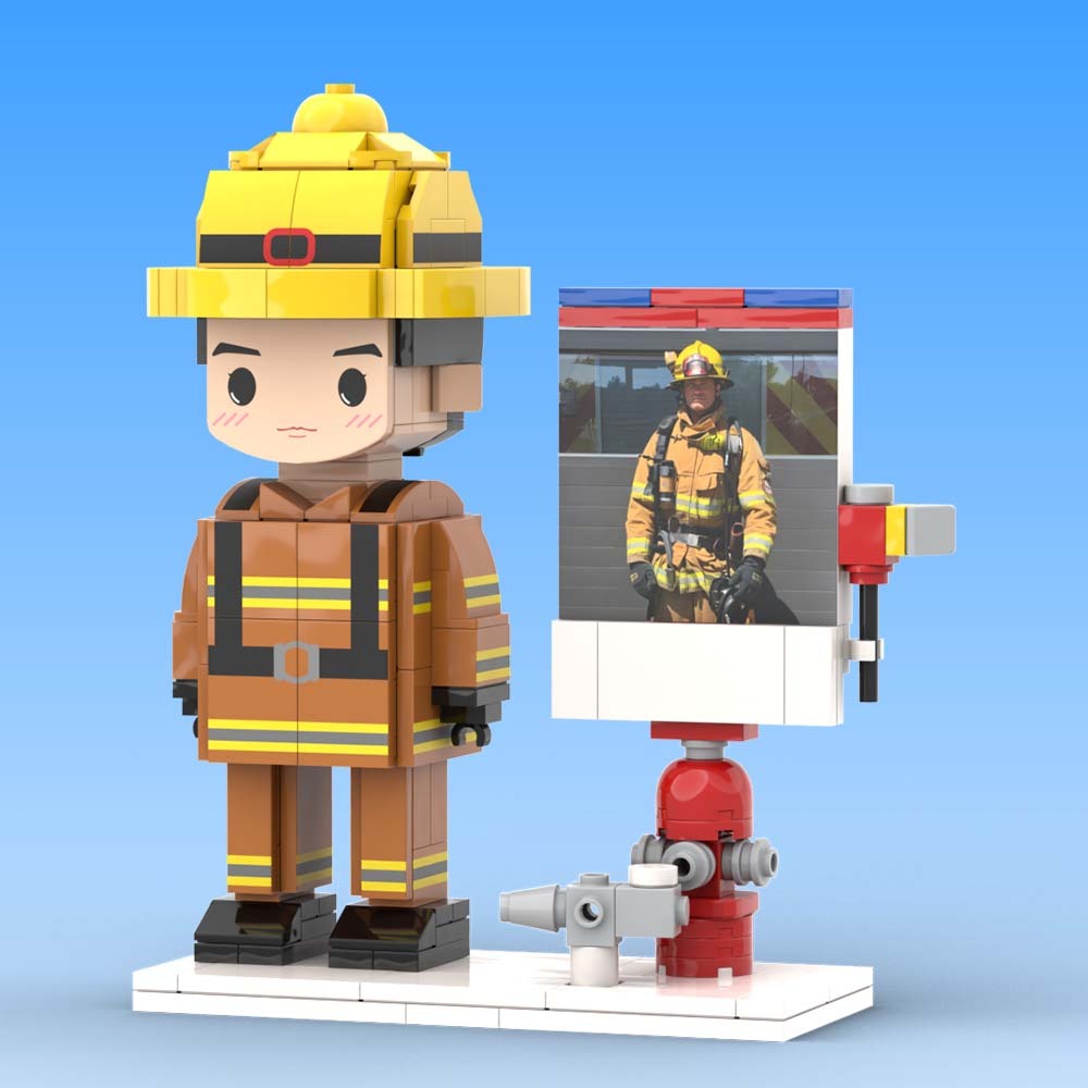 Firefighter Gift Customizable 1 Person Gift Full Body Custom Brick Figures - 