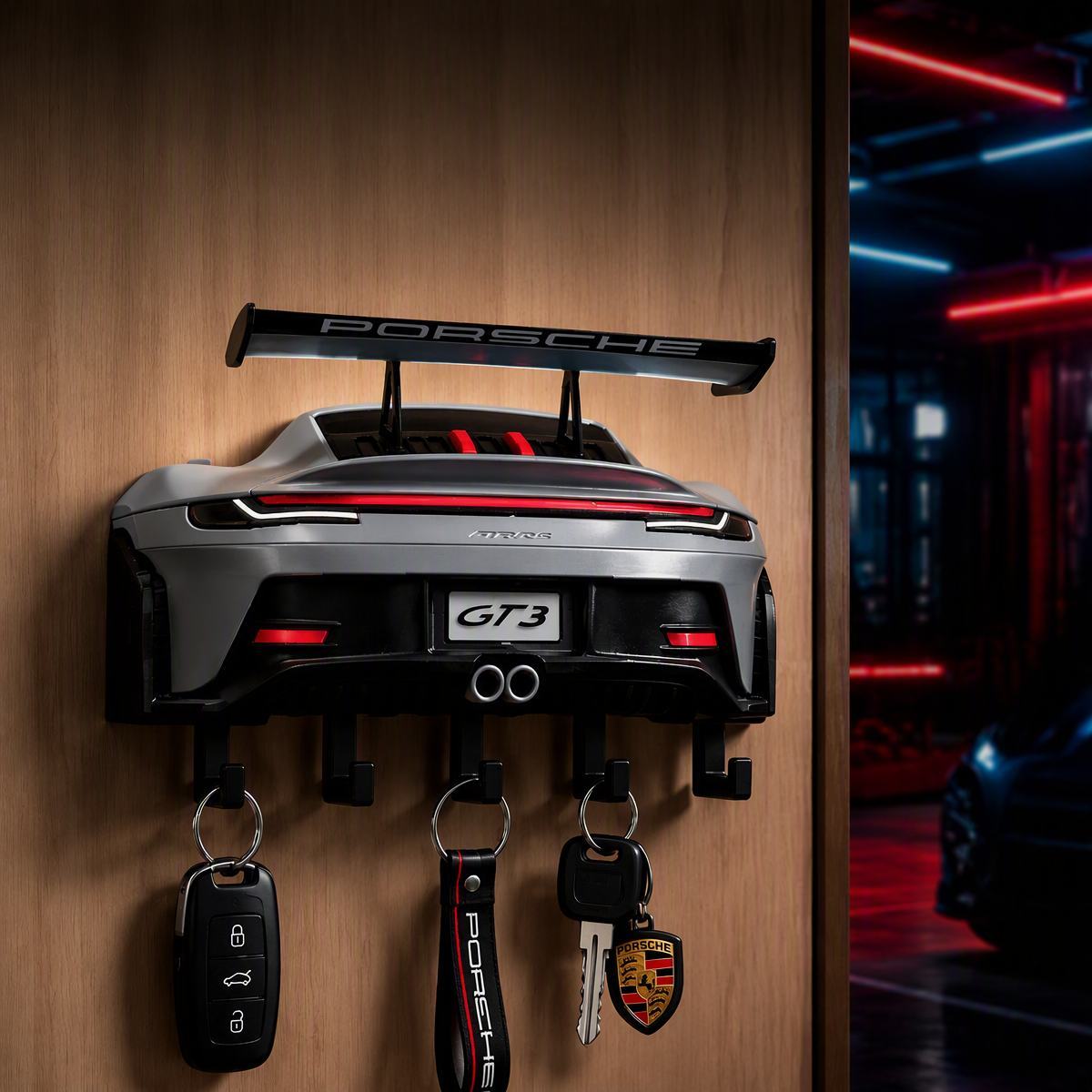 Racing Style Rear Wing Key Holder – Premium Sports Car Themed Gift for Men, Holiday Decor & Entryway Key Organizer - 