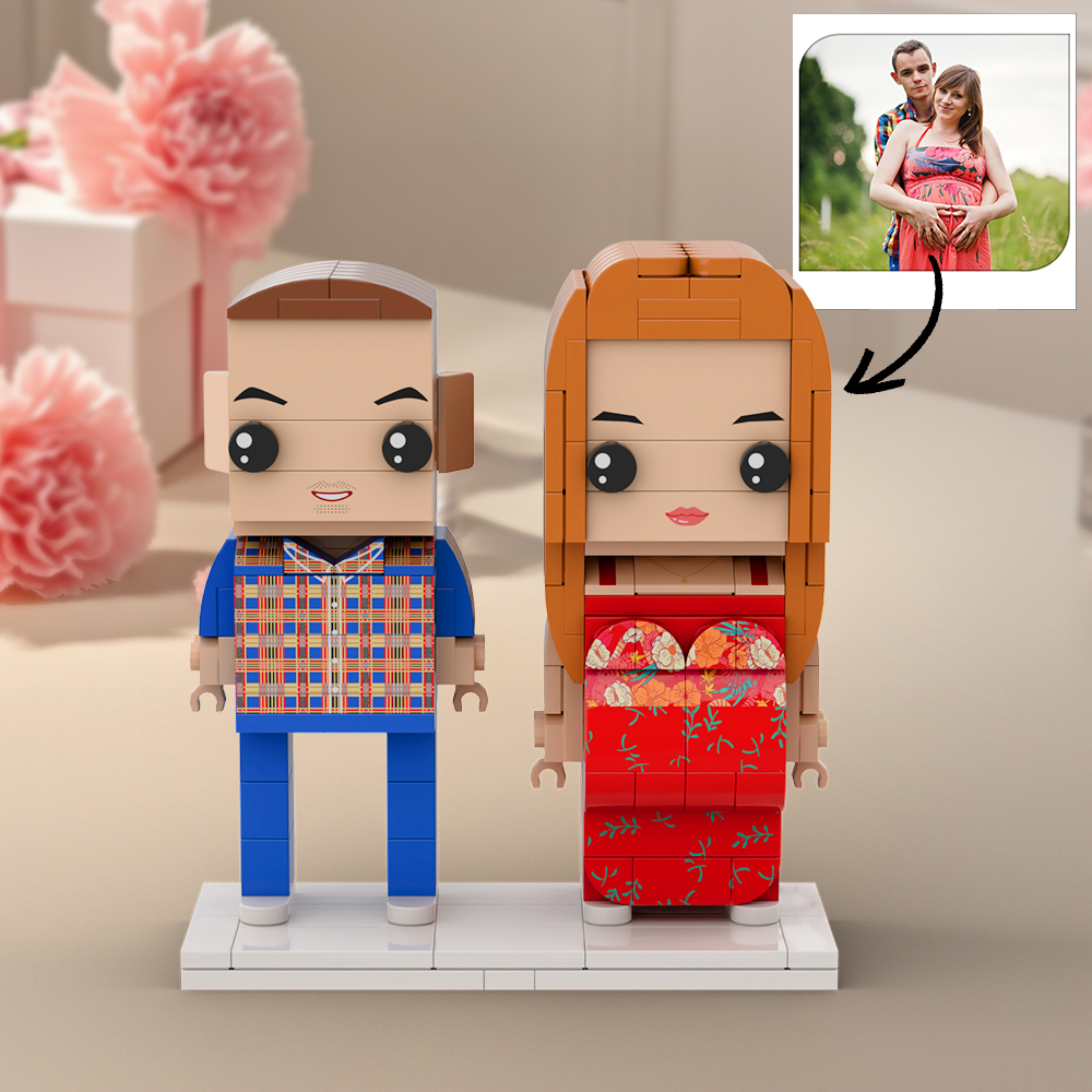 Customizable 2 People Pregnancy Gifts Full Body Custom Brick Figures - 