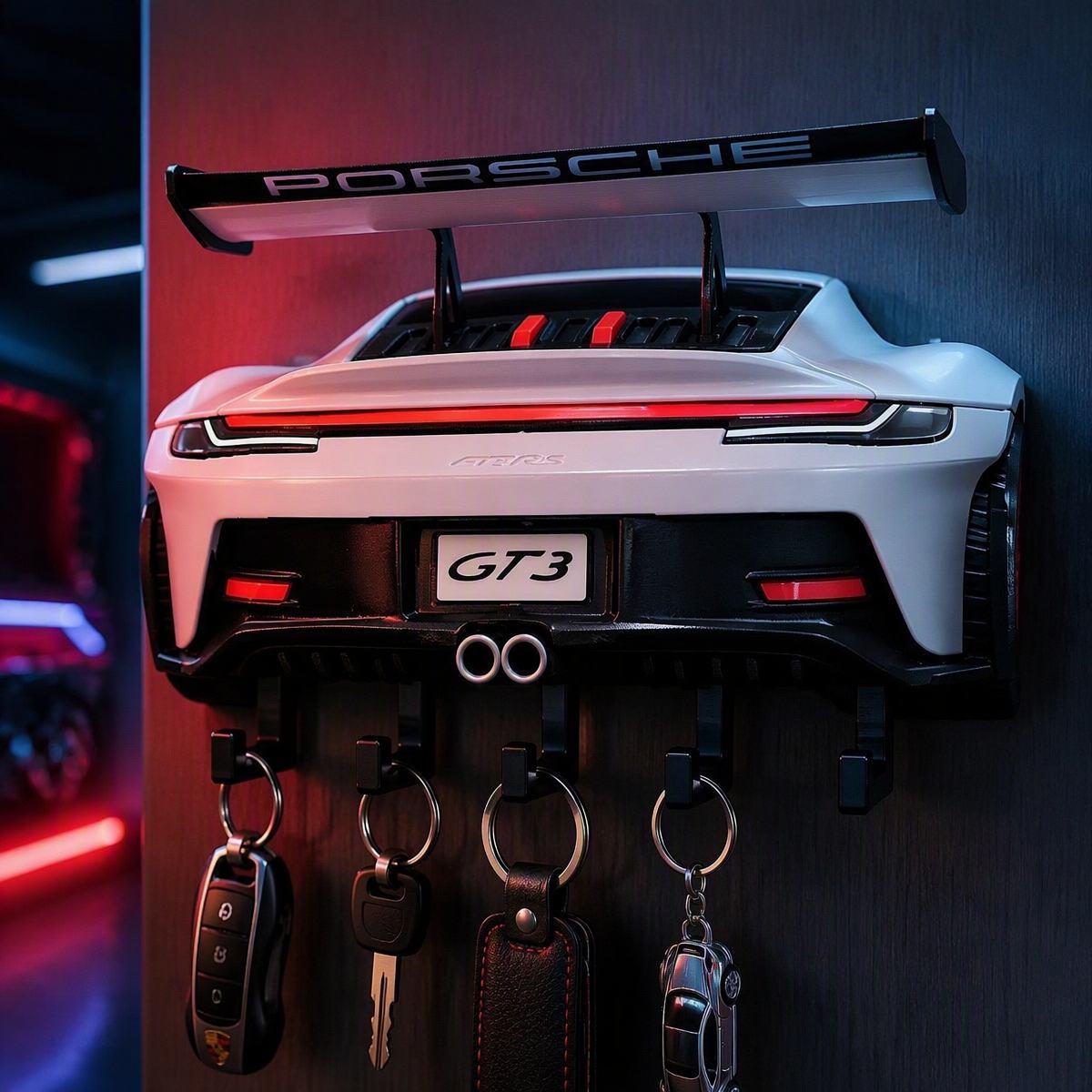 Racing Style Rear Wing Key Holder – Premium Sports Car Themed Gift for Men, Holiday Decor & Entryway Key Organizer - 