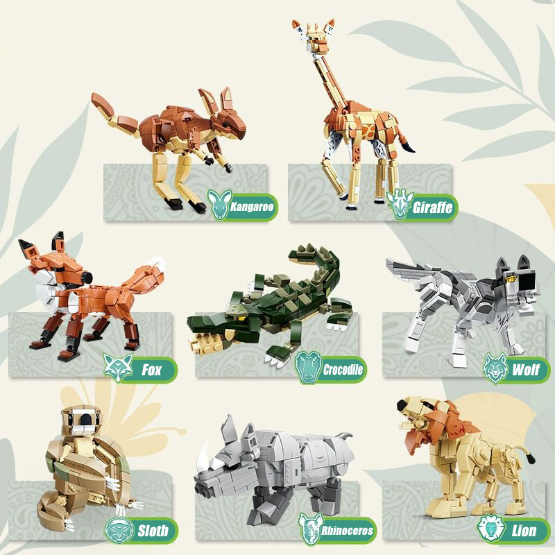 Wolf Action Figure Building Blocks Kit Animal Model Building Set Creative Collectible Bricks Toys for Kids - 