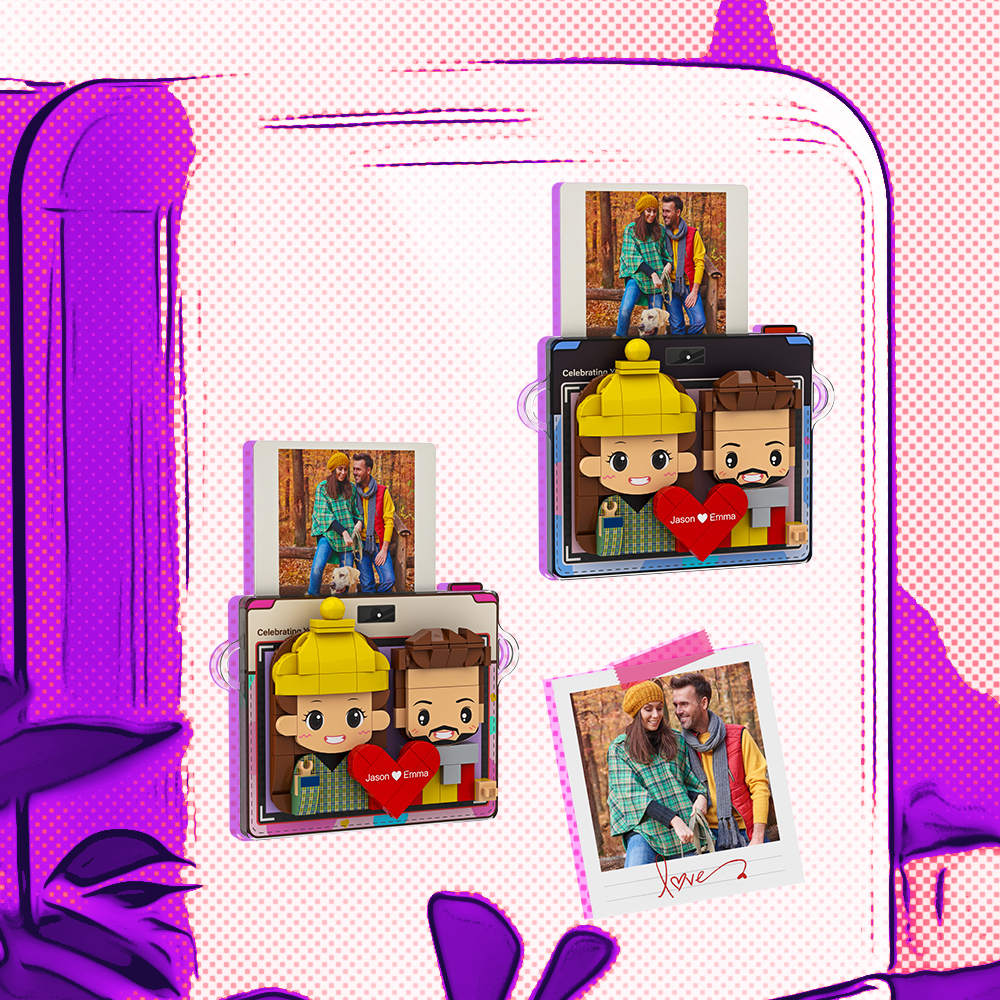 Custom Brick Figure Fridge Magnets Polaroid Style Gift Fridge Magnet Gift For Girlfriend Boyfriend - 