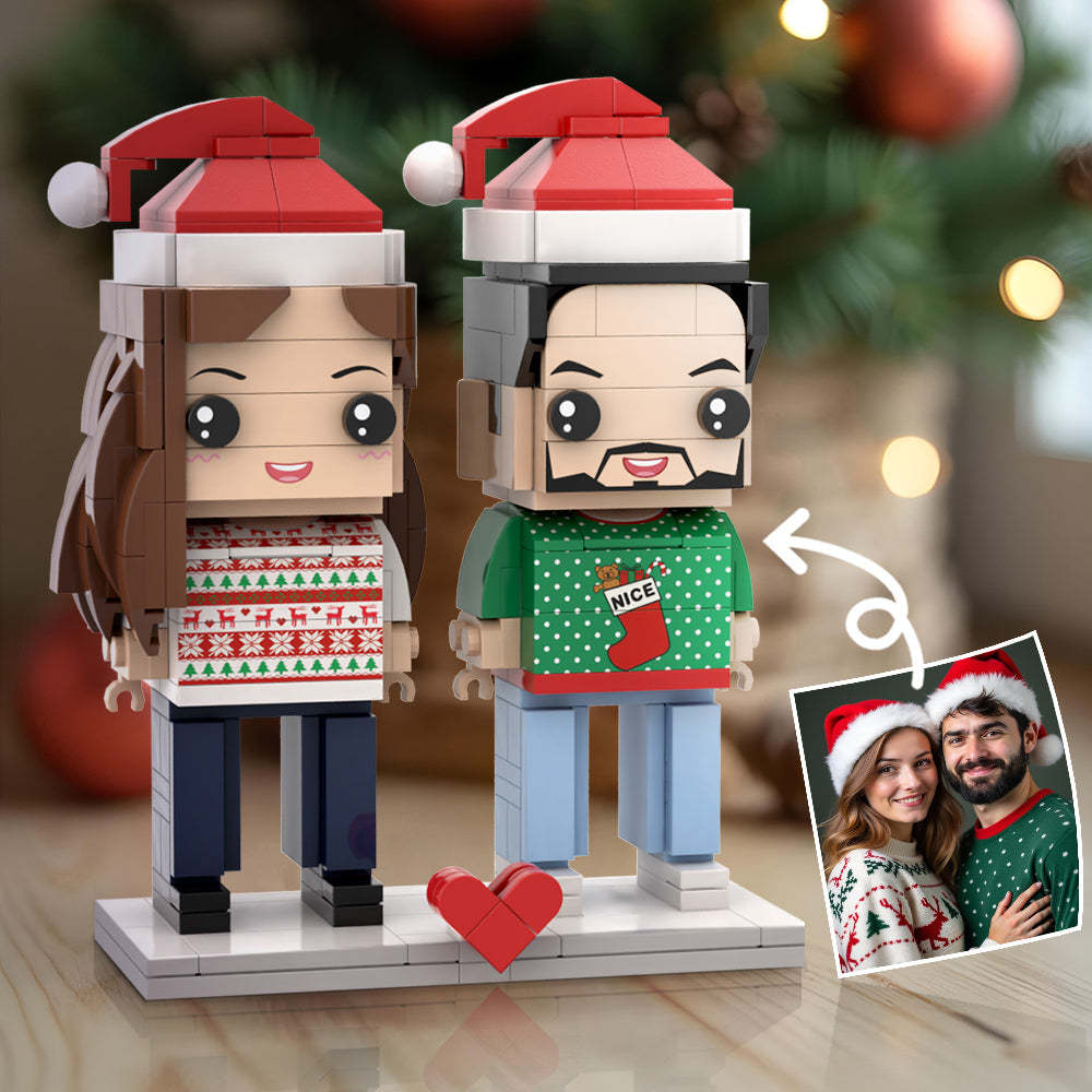 Christmas Customizable Fully Body 2 People Custom Brick Figures Interlocking Plastic Toy Christmas Gifts For Girlfriend - minebrickuk