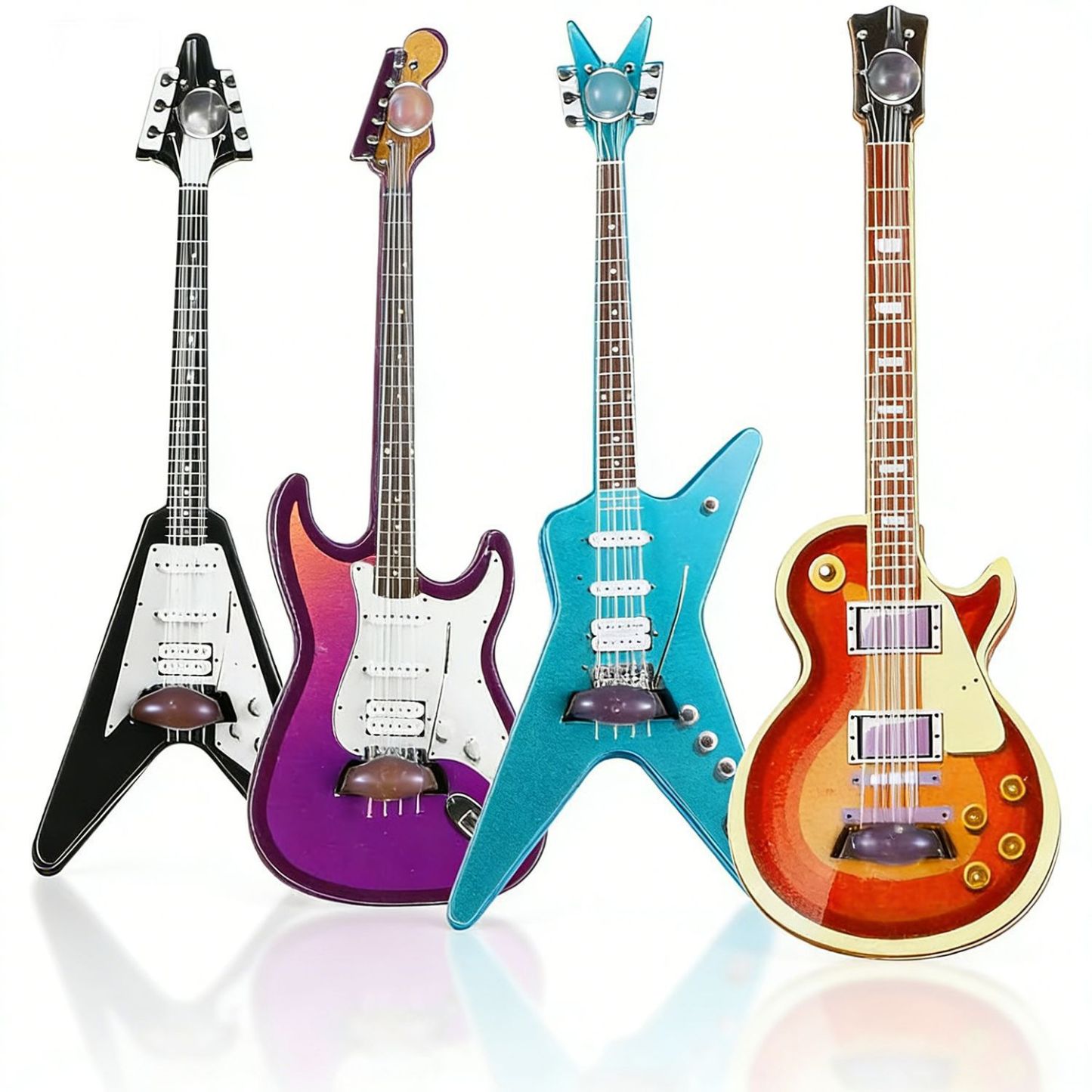 4Pcs Guitar Cute Fridge Magnets Musical Instruments Refrigerator Magnets - 