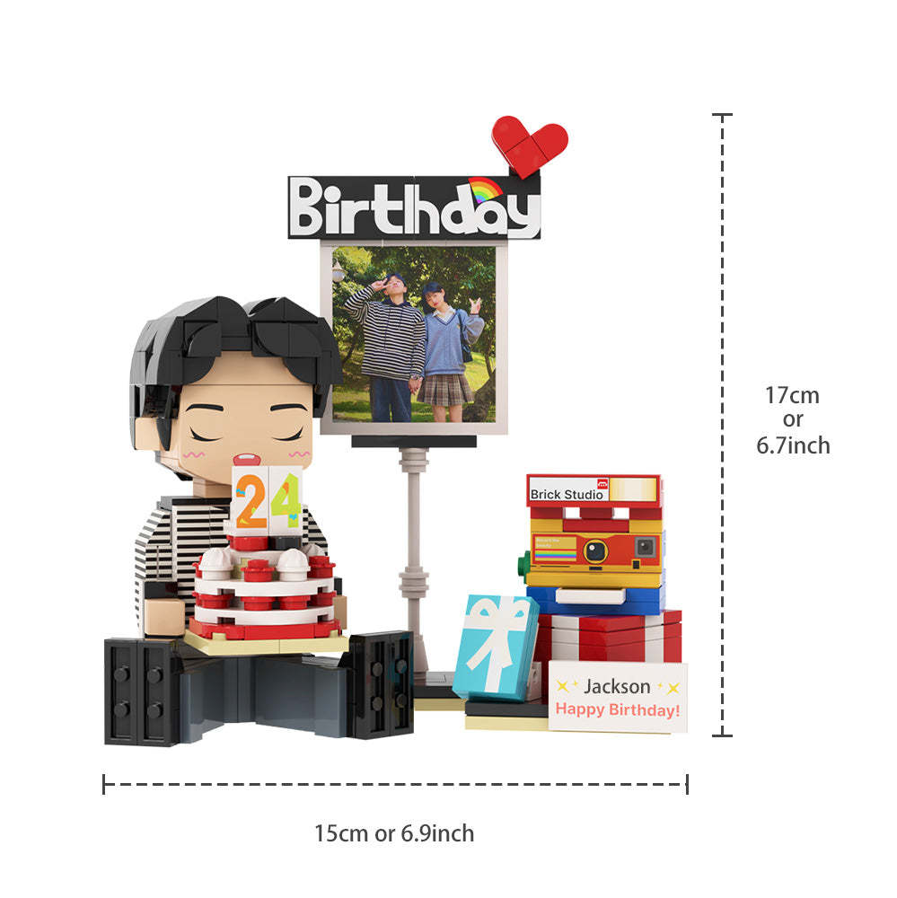 Custom Brirthday Brick Figures Personalized Sitting Brick Figures Small Particle Block Toy - minebrickuk