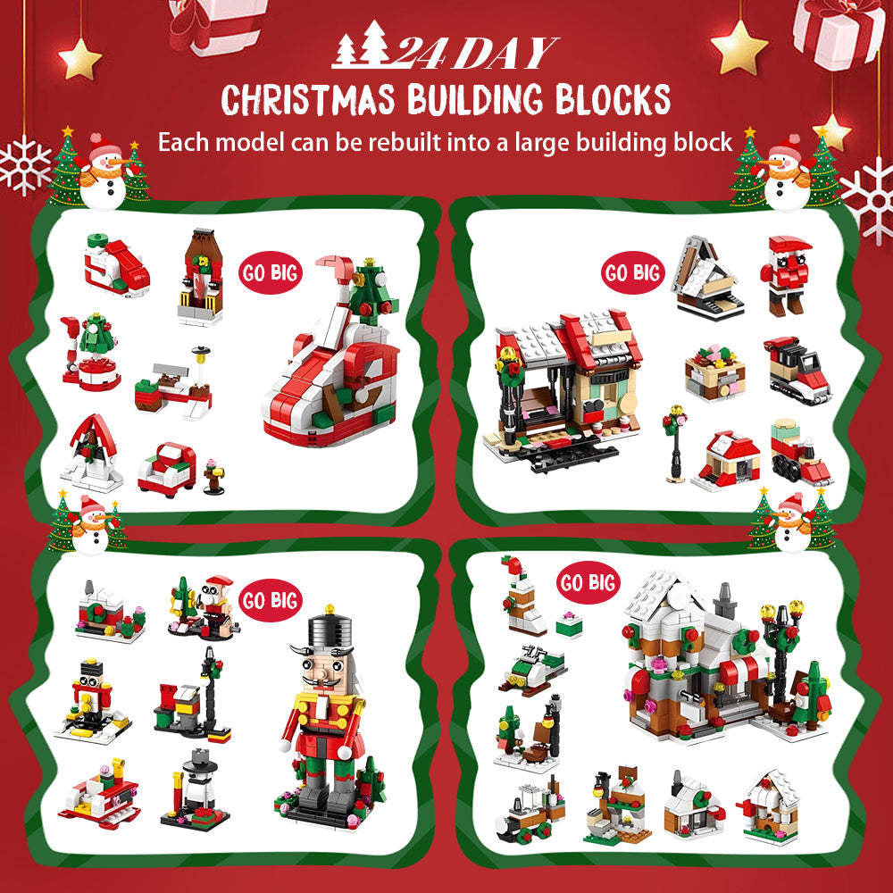Christmas Brick Figures Surprise Blind Box 24 Calendar Countdown Gift Box Nutcracker Brick Figures Blind Box - minebrickuk