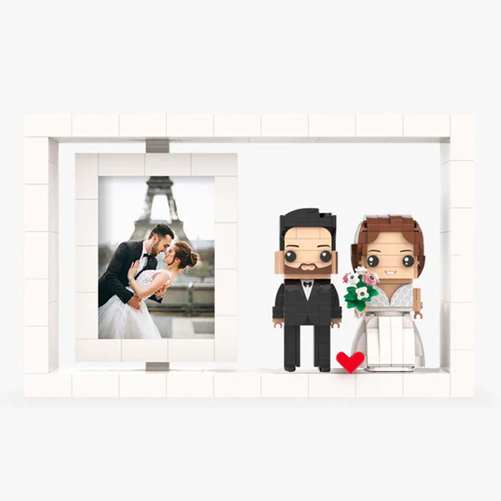 Full Body Customizable 2 People Custom Brick Figures Photo Frame Small Particle Block Home Decor Brick Me Figures