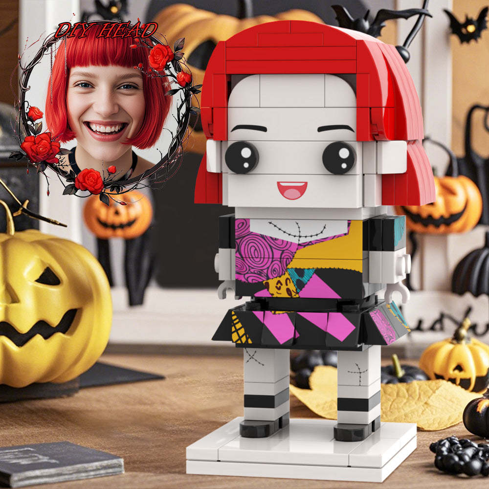 Stitched Monster Girl DIY Head Halloween Brick Figures Personalized Brick Figures Small Particle Block Girls - minebrickuk