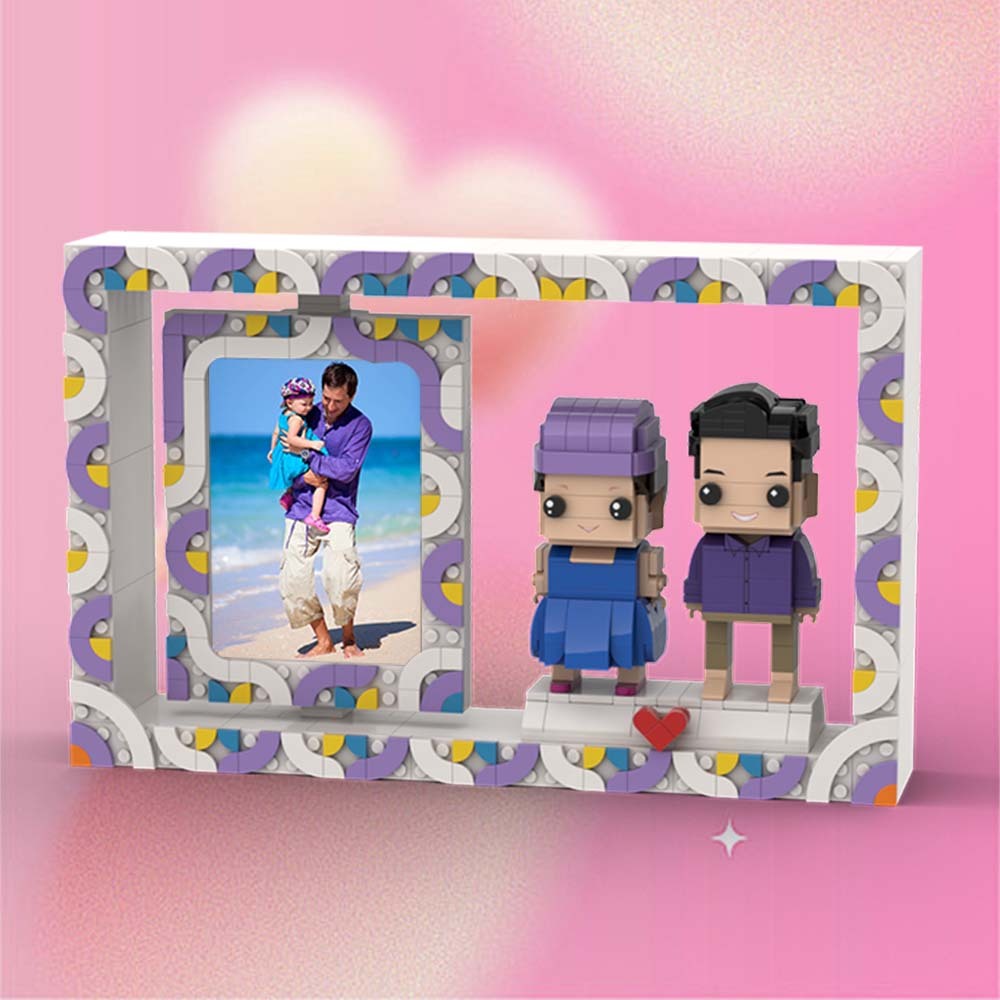 Customizable 2 People Photo Frame Custom Brick Figures Full Body Customization Small Particle Block - 